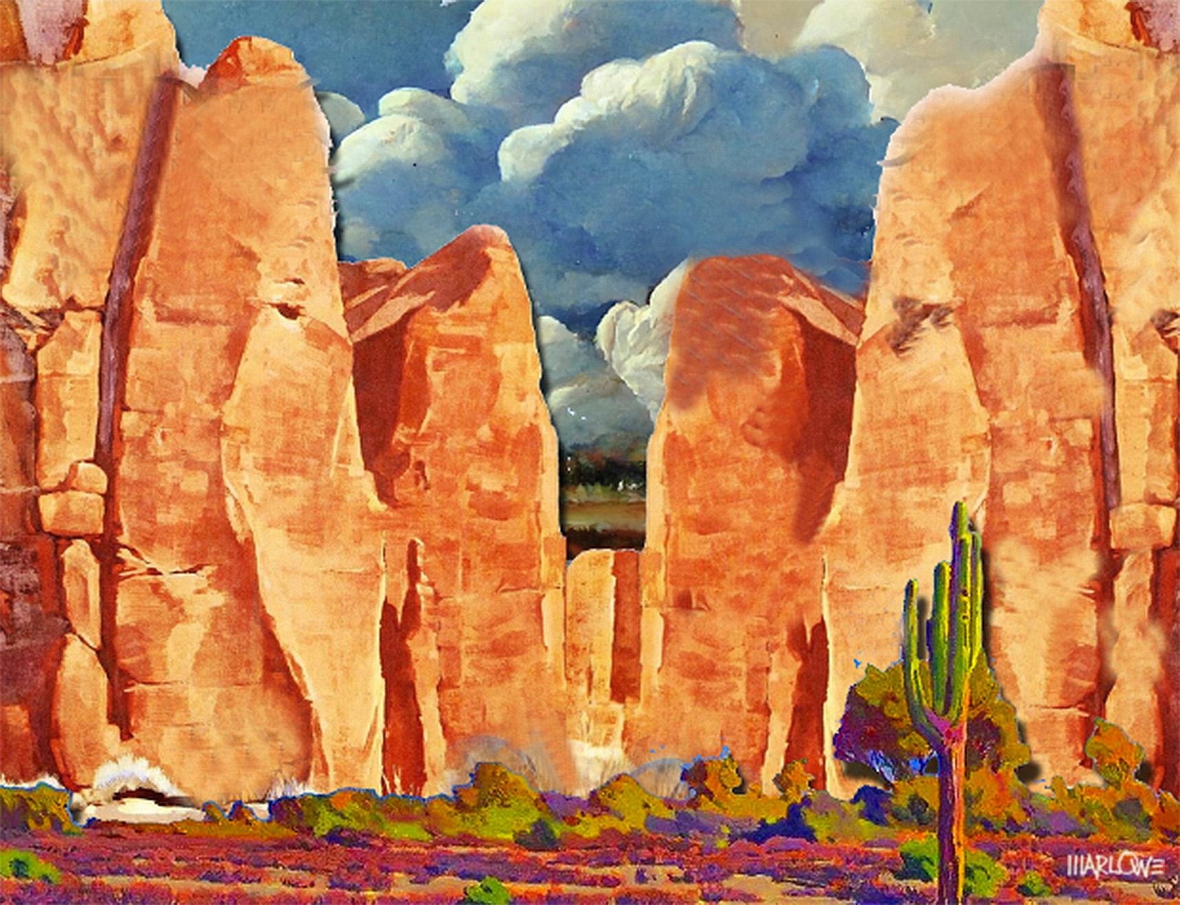 Storm over Sedona, Original Painting - Mixed Media Art by Rick "Marlowe" Schneider