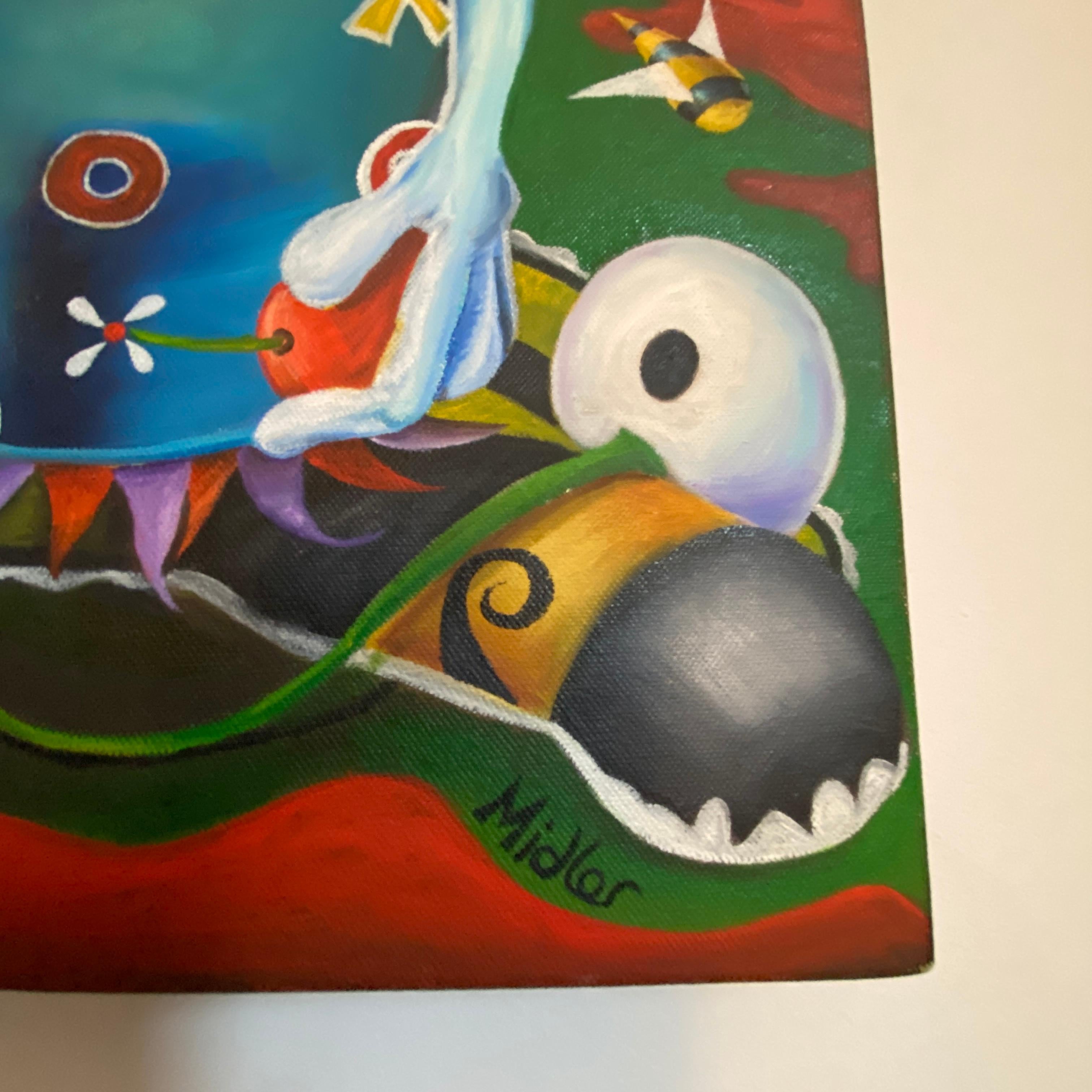 THE GAME, abstract alien landscape oil on canvas by Rick Midler For Sale 5