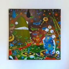 THE GAME, abstract alien landscape oil on canvas by Rick Midler