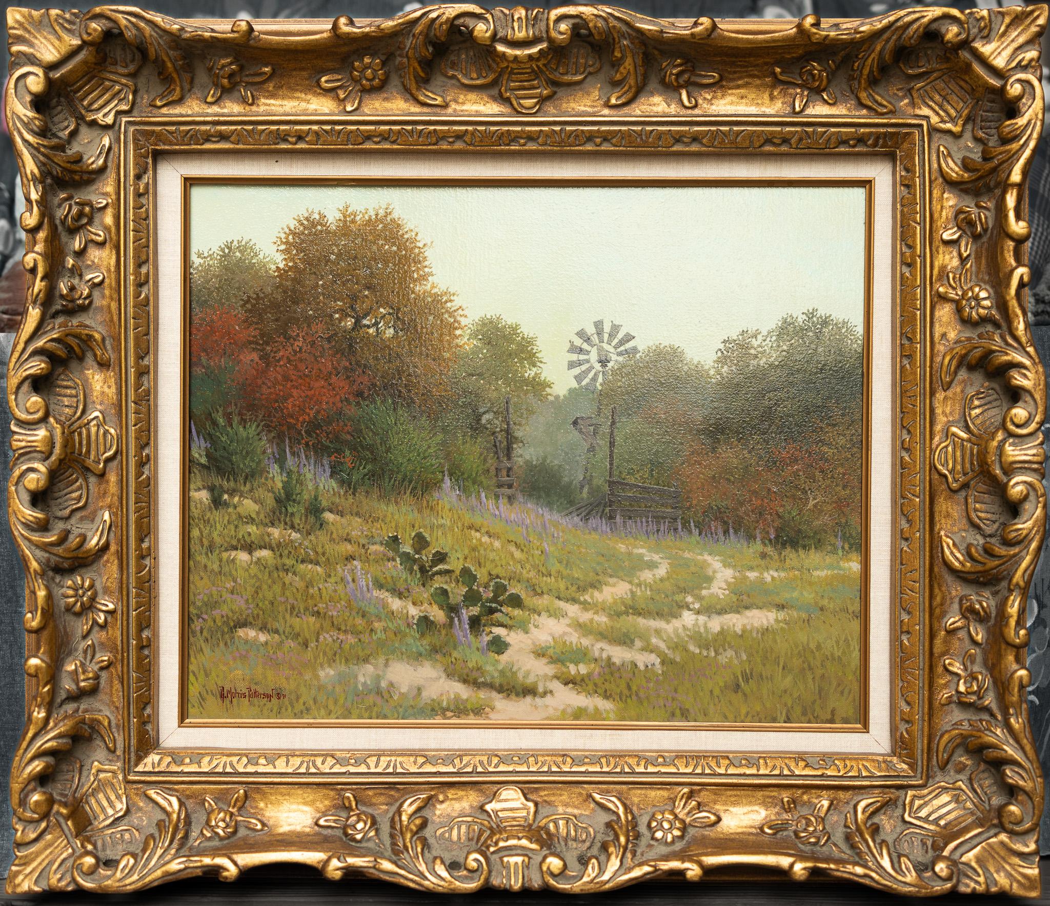 Paisaje pastoral con molino de viento - Painting de Rick Morris Patterson