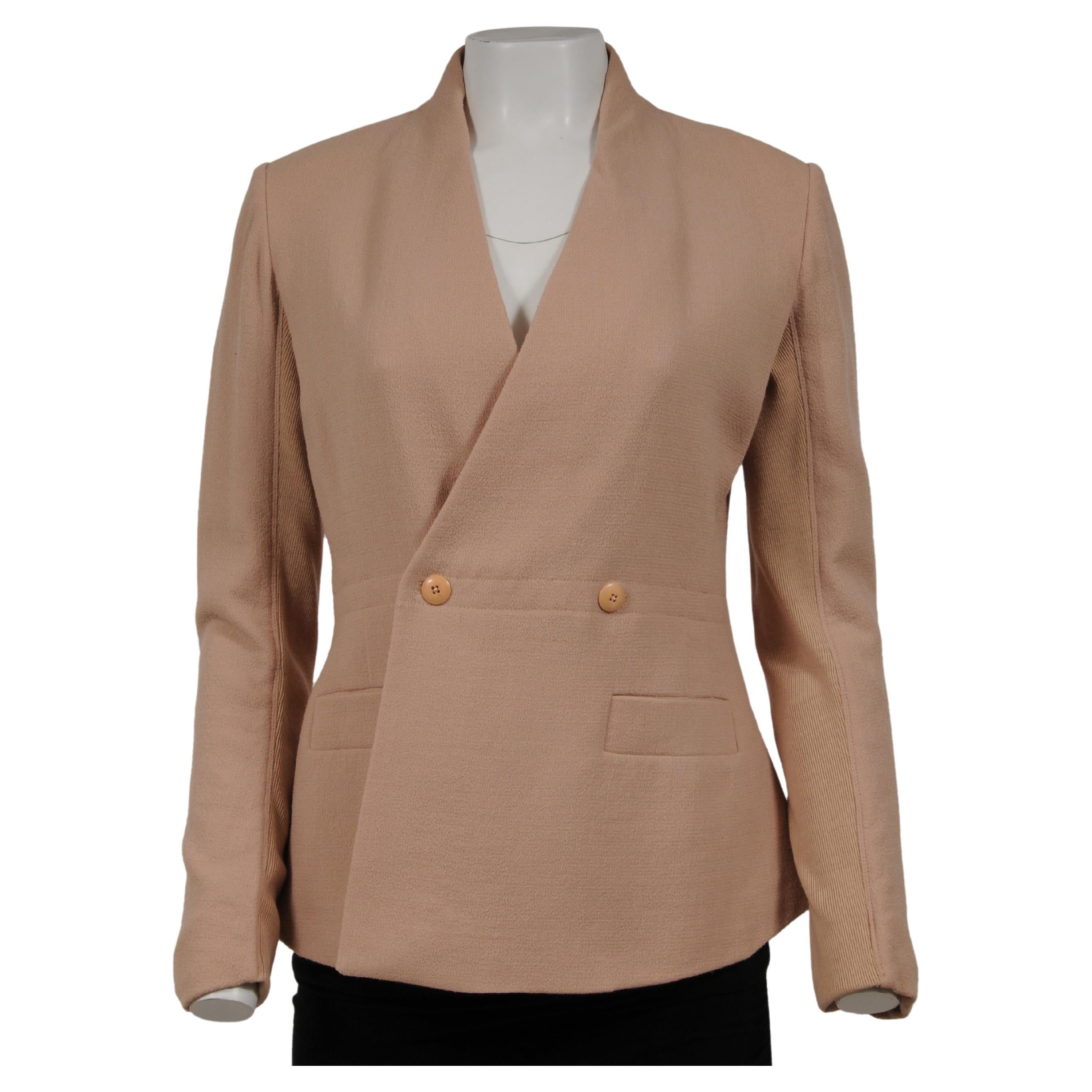 Rick Owen Womens Double Breasted Blazer 40IT US6 Beige Sand Rose Dark Pink Nude