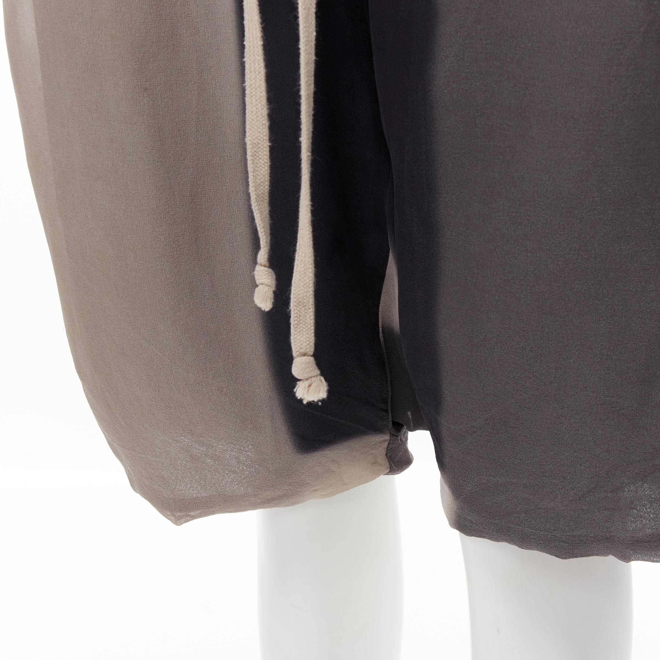 RICK OWENS 2013 Island Pods 100% silk black dye dropped crotch shirts IT40 S 2