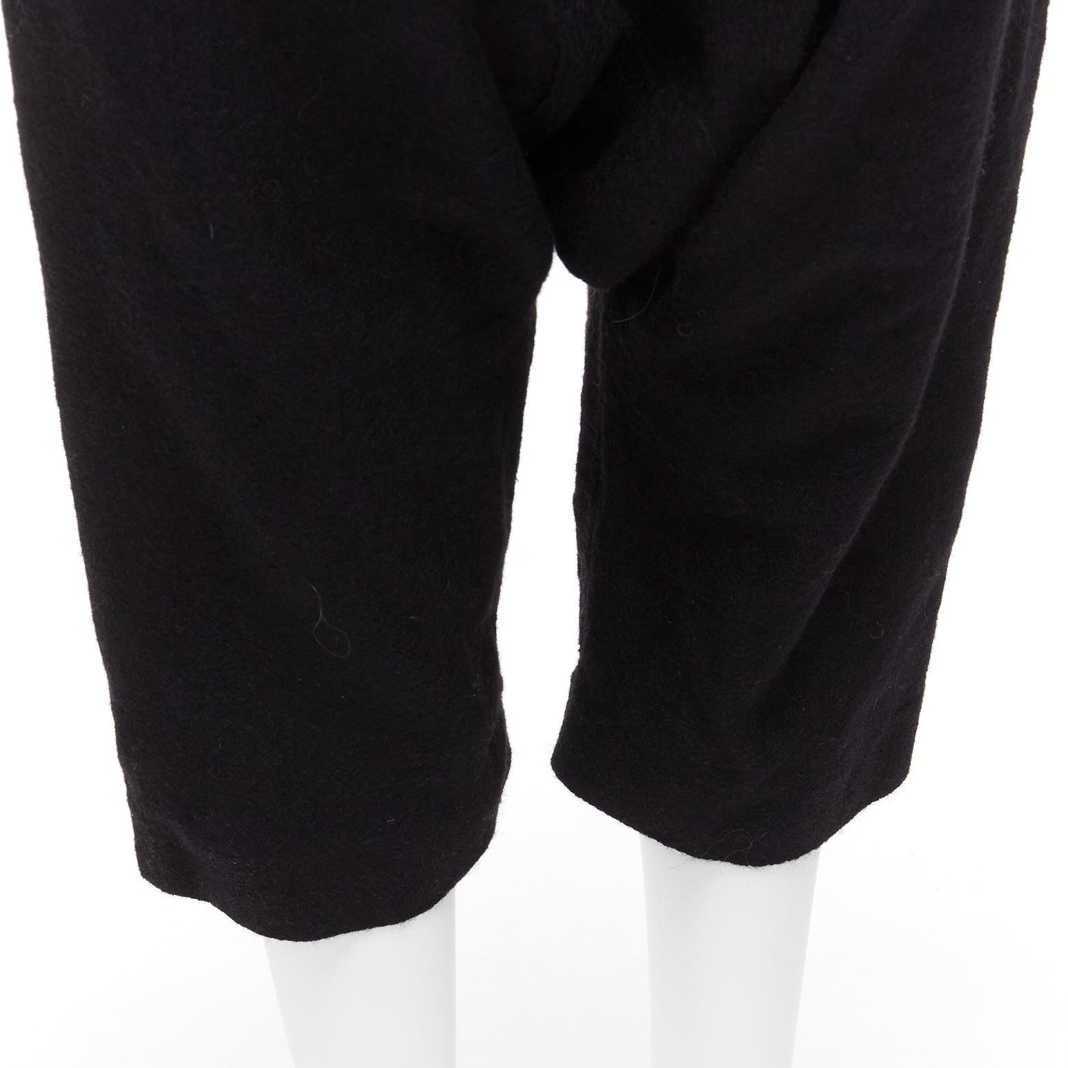 RICK OWENS 2017 pantalon Pods noir en laine mélangée baby alpaga à entrejambe plongeant IT38 M en vente 1