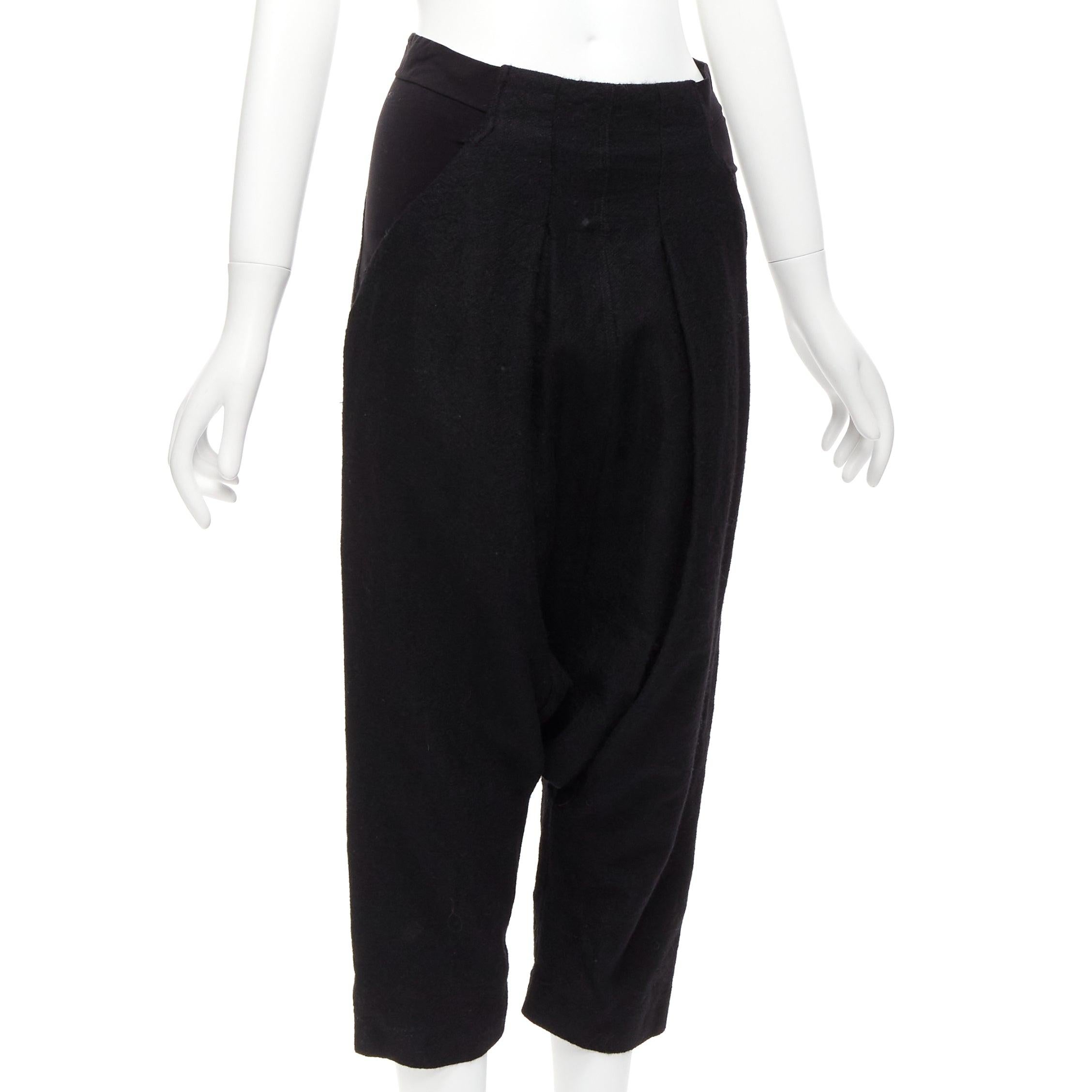 Noir RICK OWENS 2017 Glitter black baby alpaca wool drop crotch Pods pants IT38 M en vente