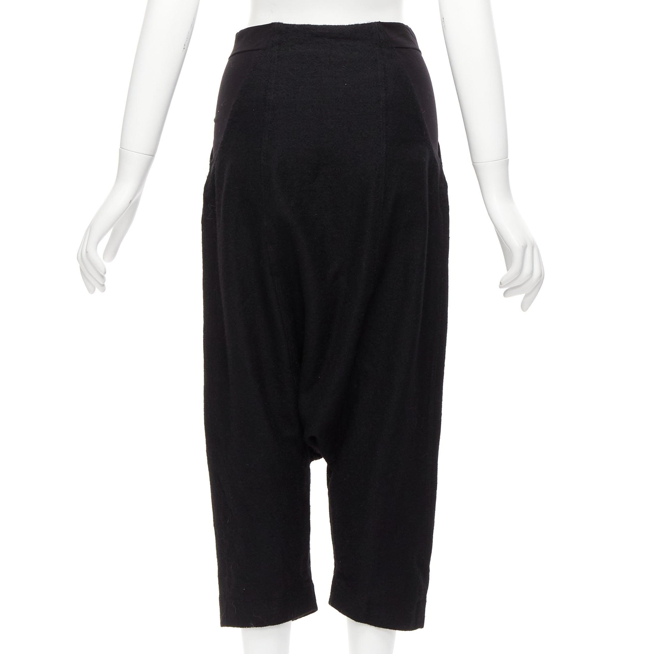RICK OWENS 2017 Glitter black baby alpaca wool drop crotch Pods pants IT38 M Pour femmes en vente