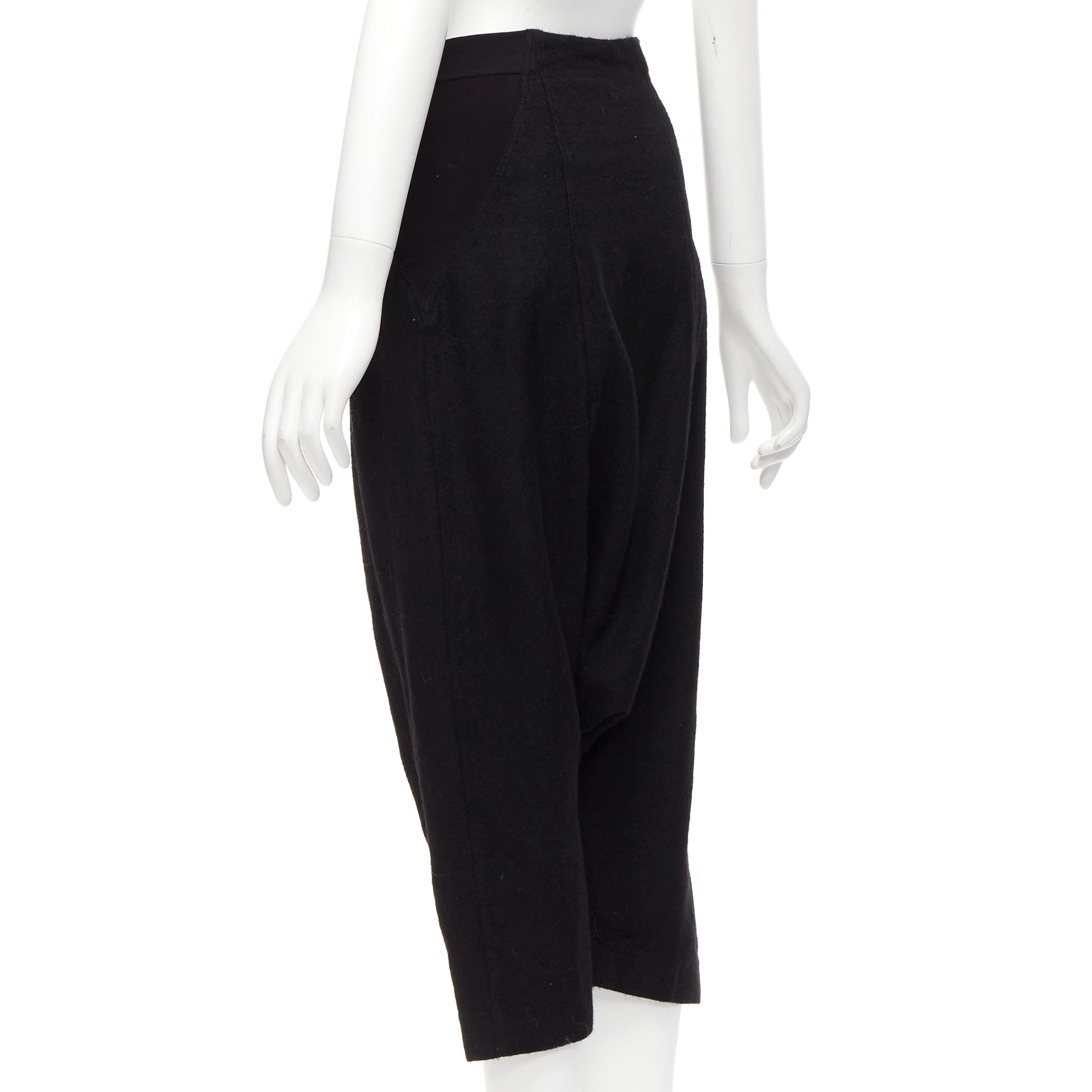 RICK OWENS 2017 Glitter black baby alpaca wool drop crotch Pods pants IT38 M en vente 1