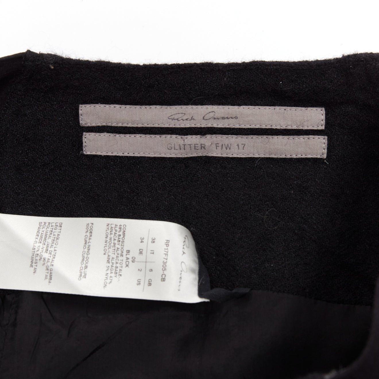 RICK OWENS 2017 Glitter black baby alpaca wool drop crotch Pods pants IT38 M en vente 3