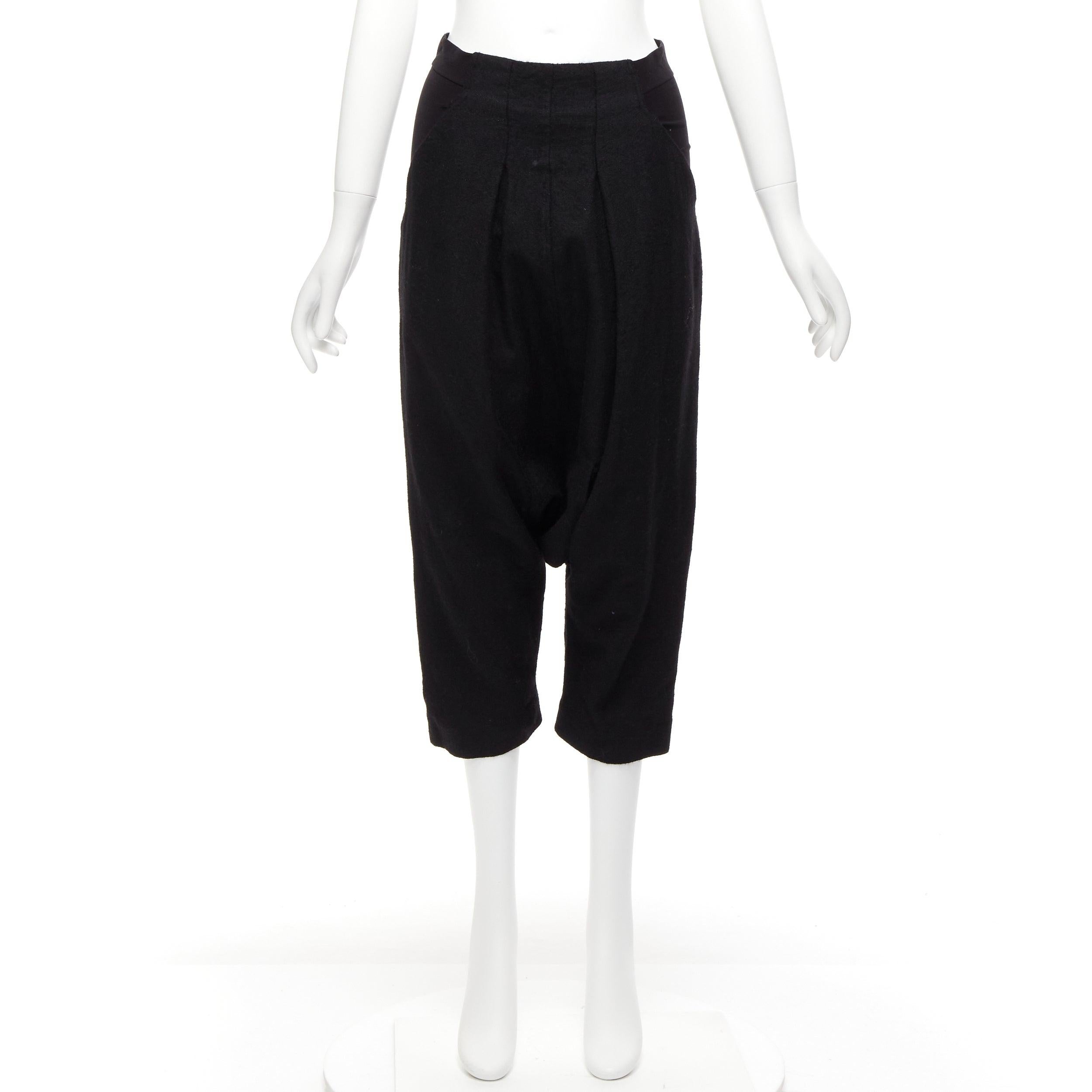 RICK OWENS 2017 Glitter black baby alpaca wool drop crotch Pods pants IT38 M en vente 4