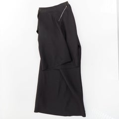 RICK OWENS 2017 Walrus 100% silk black draped high low skort skirt IT38 XS