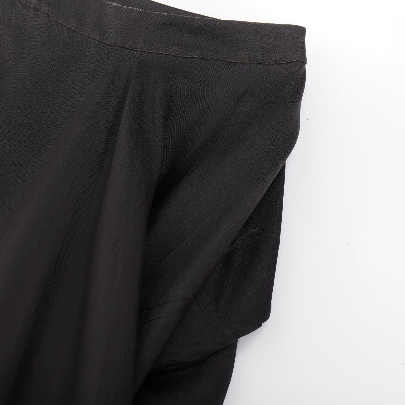 RICK OWENS 2017 Walrus 100% Seide schwarz drapiert hoch niedrig Skort Rock IT38 XS (Schwarz) im Angebot