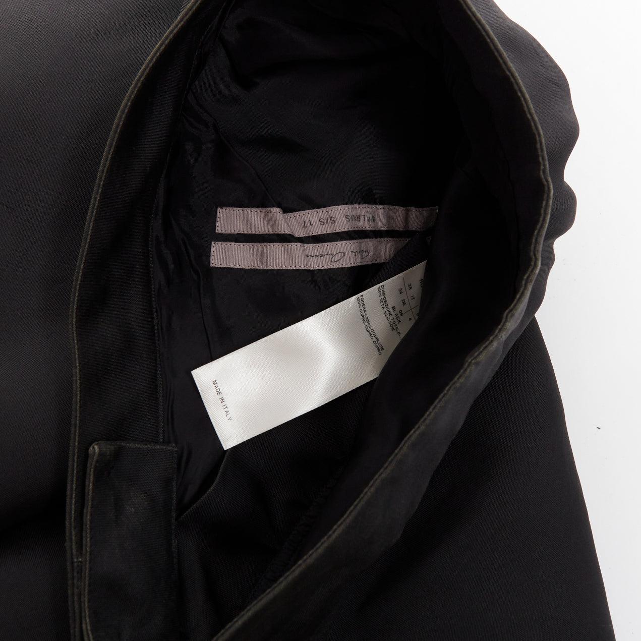 RICK OWENS 2017 Walrus 100% Seide schwarz drapiert hoch niedrig Skort Rock IT38 XS im Angebot 1