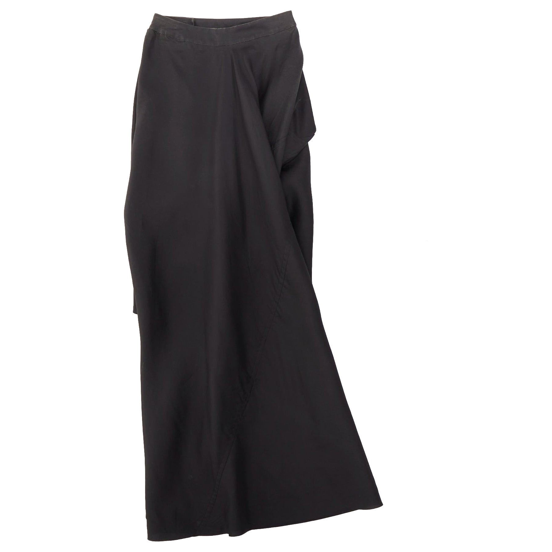 RICK OWENS 2017 Walrus 100% Seide schwarz drapiert hoch niedrig Skort Rock IT38 XS im Angebot