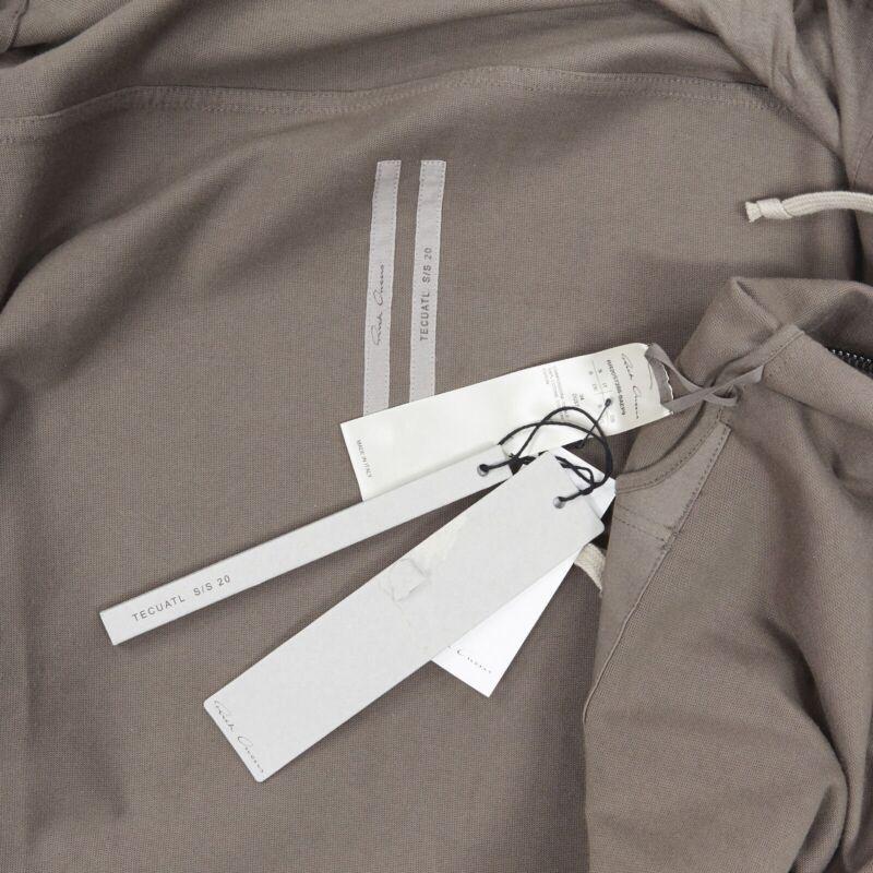 RICK OWENS 2020 Tecualt dust grey zip front UFW print back long hoodie S 5