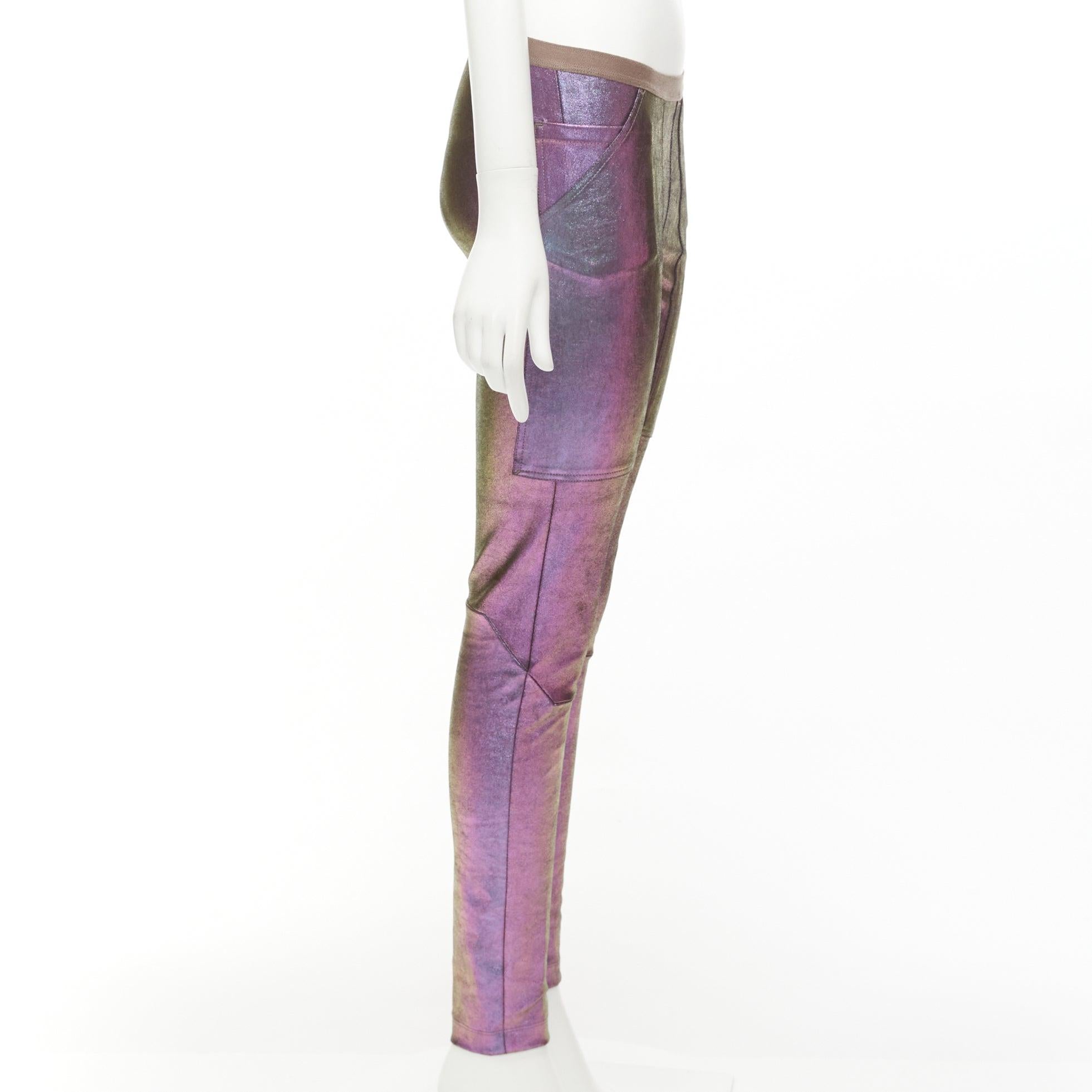 RICK OWENS 2020 Tecuatl iridescent purple leather legging pants IT38 XS In Excellent Condition For Sale In Hong Kong, NT