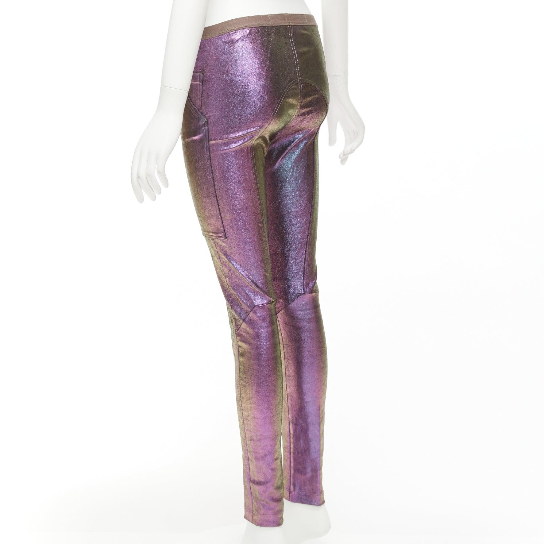 RICK OWENS 2020 Tecuatl iridescent purple leather legging pants IT38 XS For Sale 2