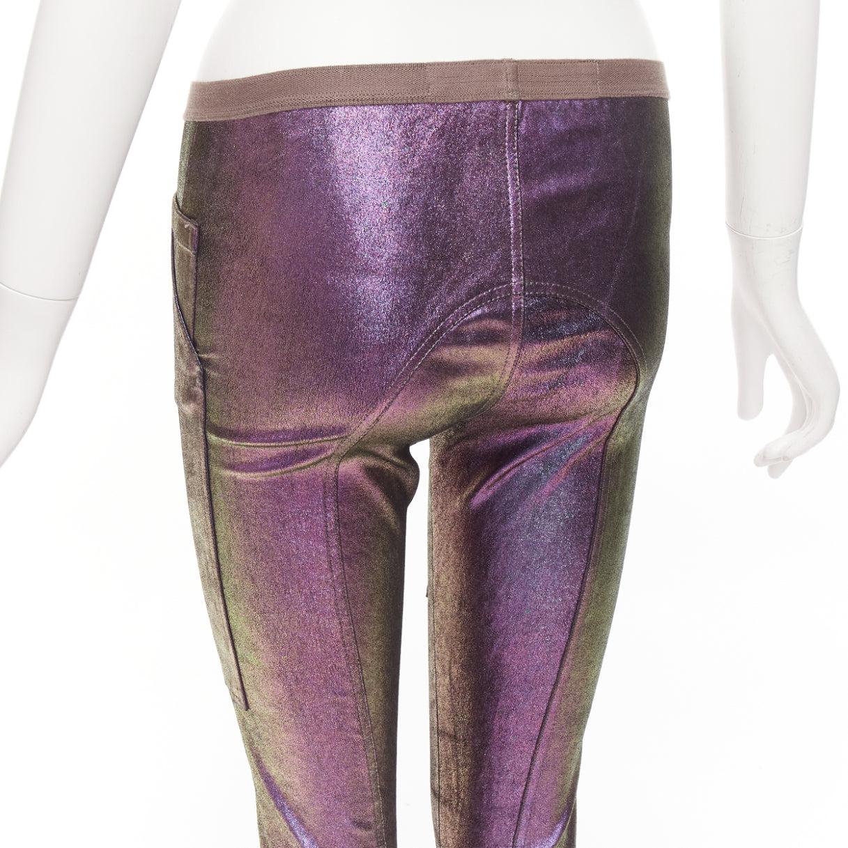RICK OWENS 2020 Tecuatl iridescent purple leather legging pants IT38 XS For Sale 3