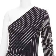 RICK OWENS 2020 Ziggy graphic lines one shoulder high slit dress S Rosalia