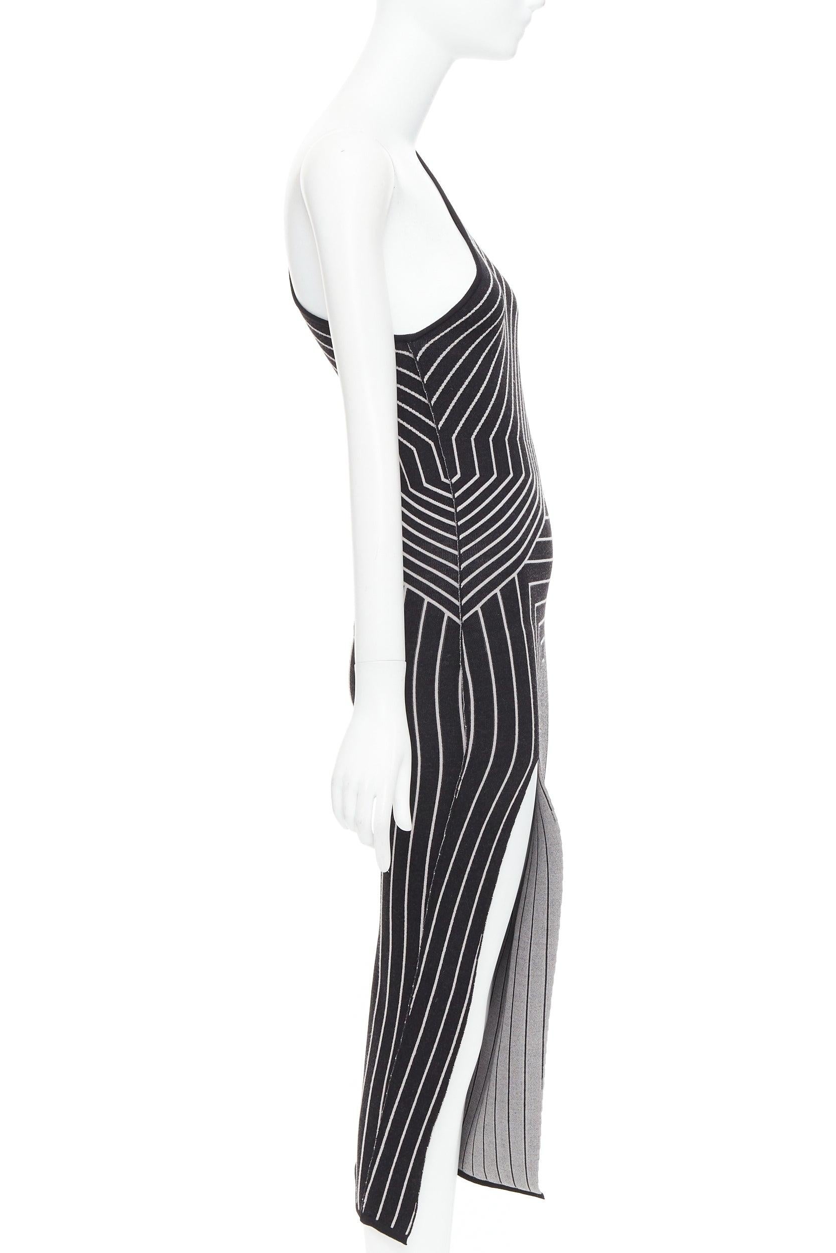 Robe RICK OWENS 2020 lignes graphiques zippées une épaule fendue XS Rosalia Neuf - En vente à Hong Kong, NT