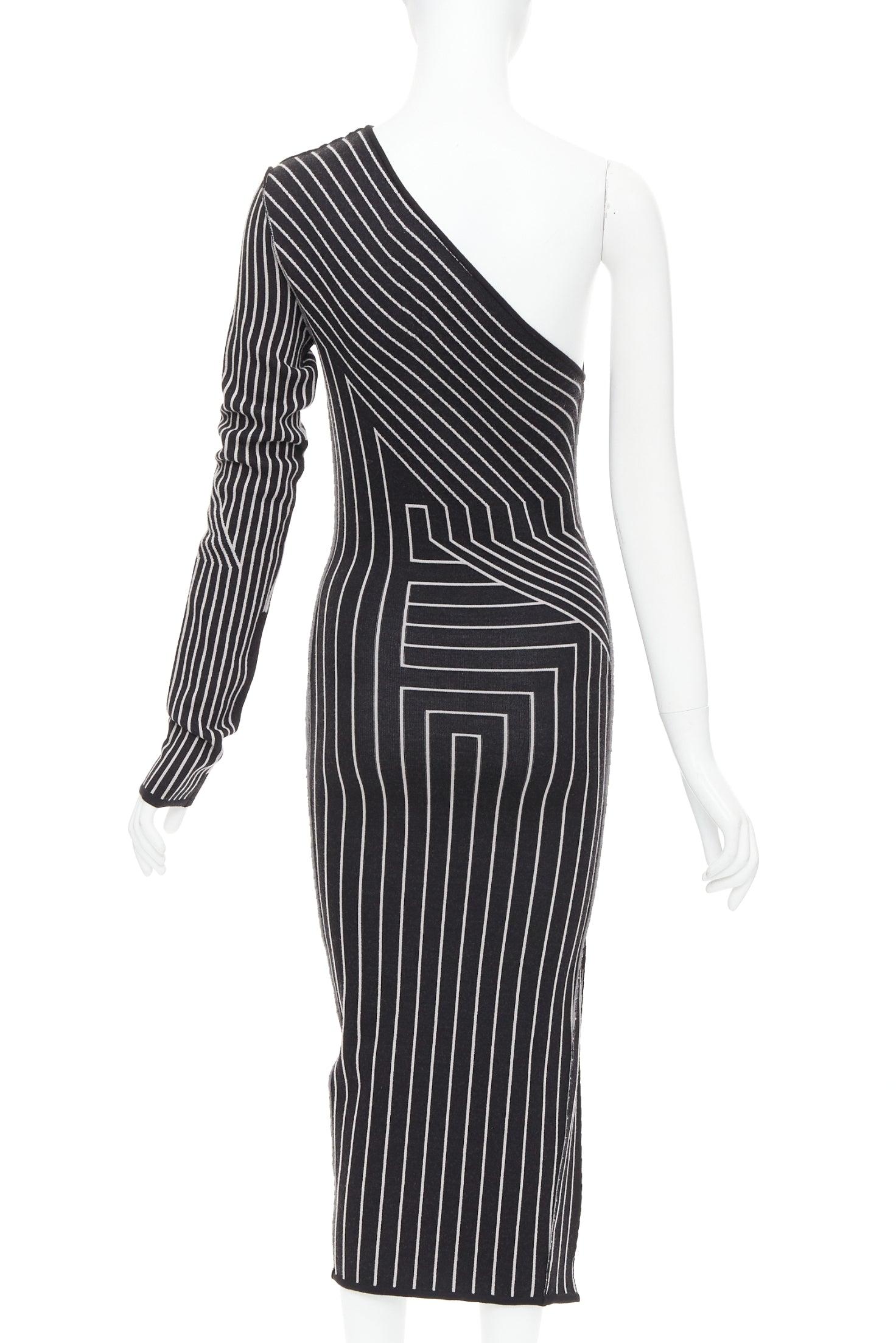 Robe RICK OWENS 2020 lignes graphiques zippées une épaule fendue XS Rosalia Pour femmes en vente