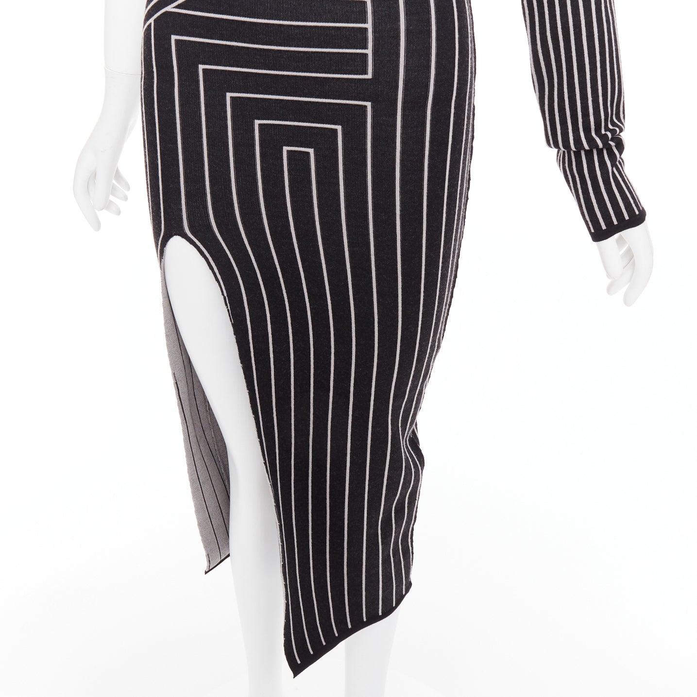 Robe RICK OWENS 2020 lignes graphiques zippées une épaule fendue XS Rosalia en vente 2