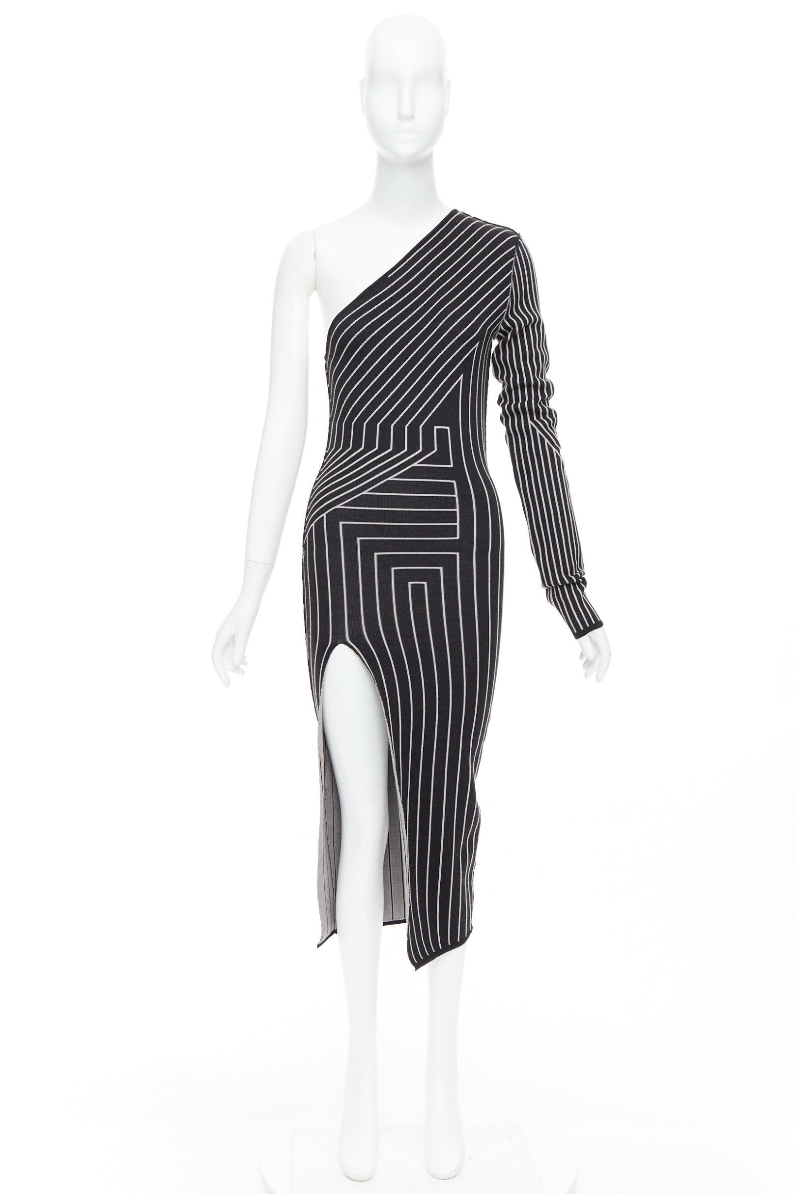 Robe RICK OWENS 2020 lignes graphiques zippées une épaule fendue XS Rosalia en vente 4