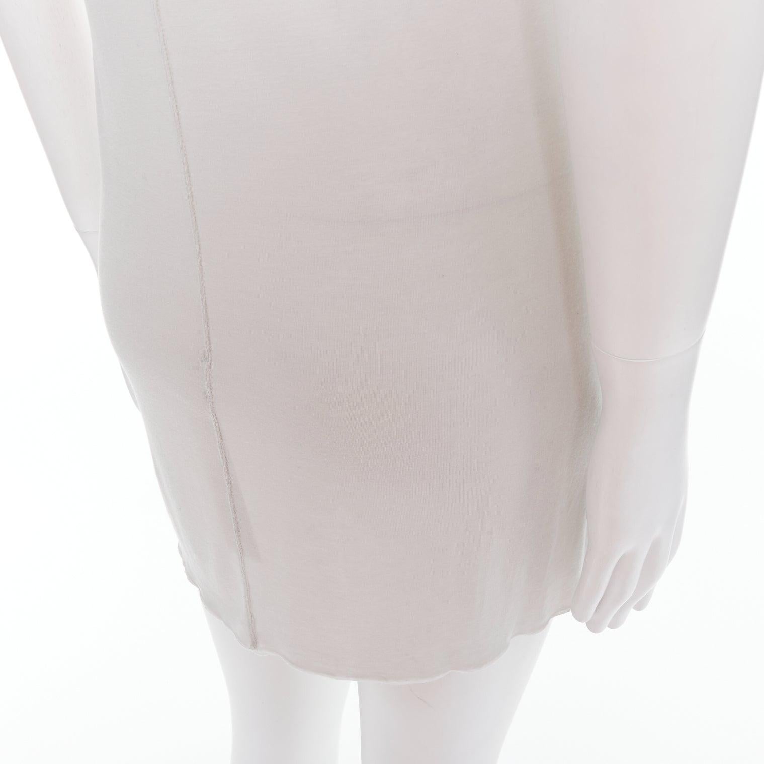 RICK OWENS 2021 Phlegethon Oyster light grey raw edge cut long tank S For Sale 2