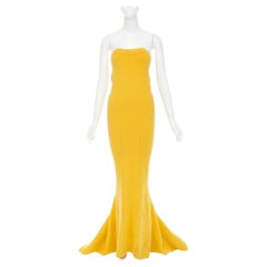 RICK OWENS 2022 Strobe Al yellow cashmere blend panelled knitted maxi skirt S