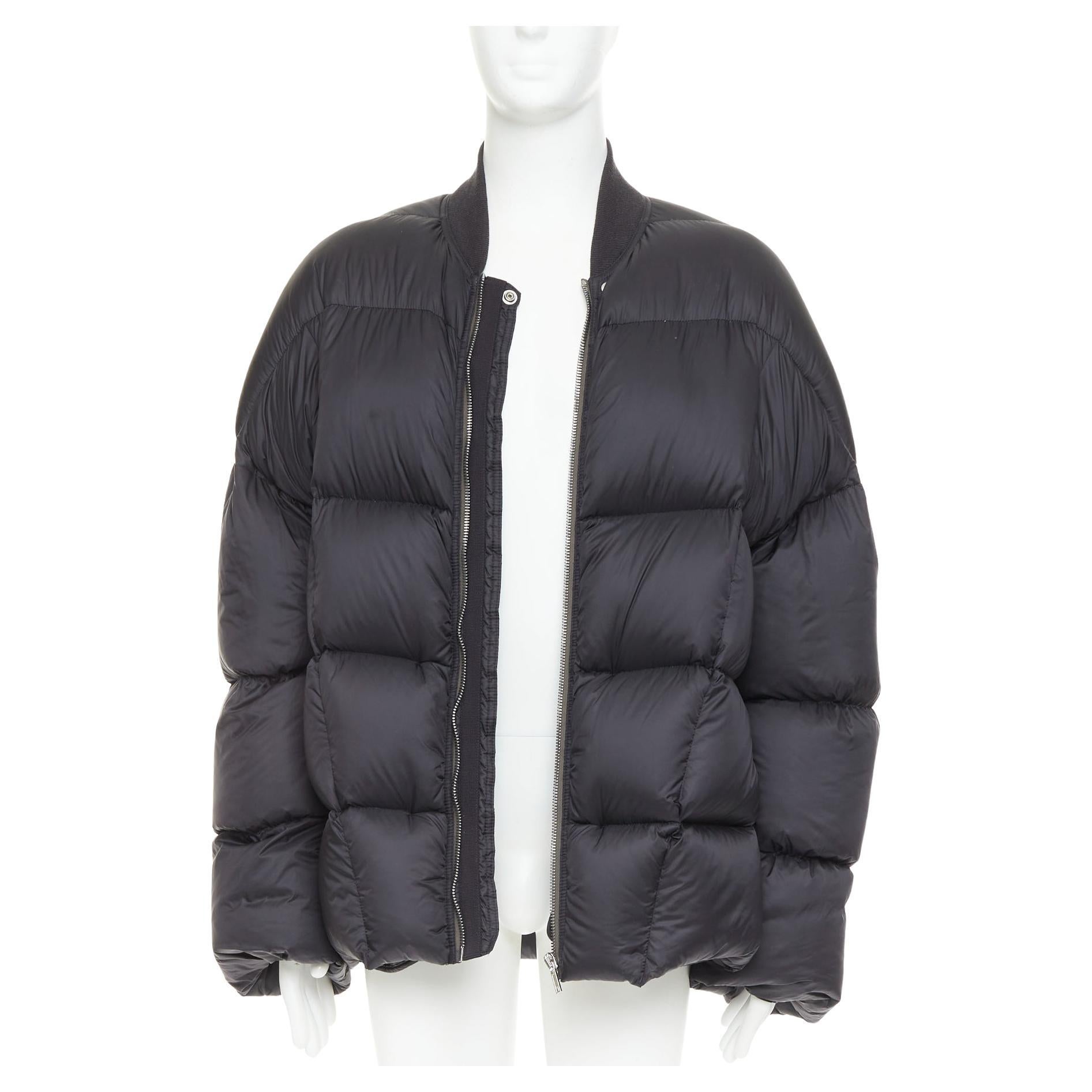 Rick Owens 2022 Strobe Black Goose Down Oversized Cocoon Puffer IT48 M For Sale