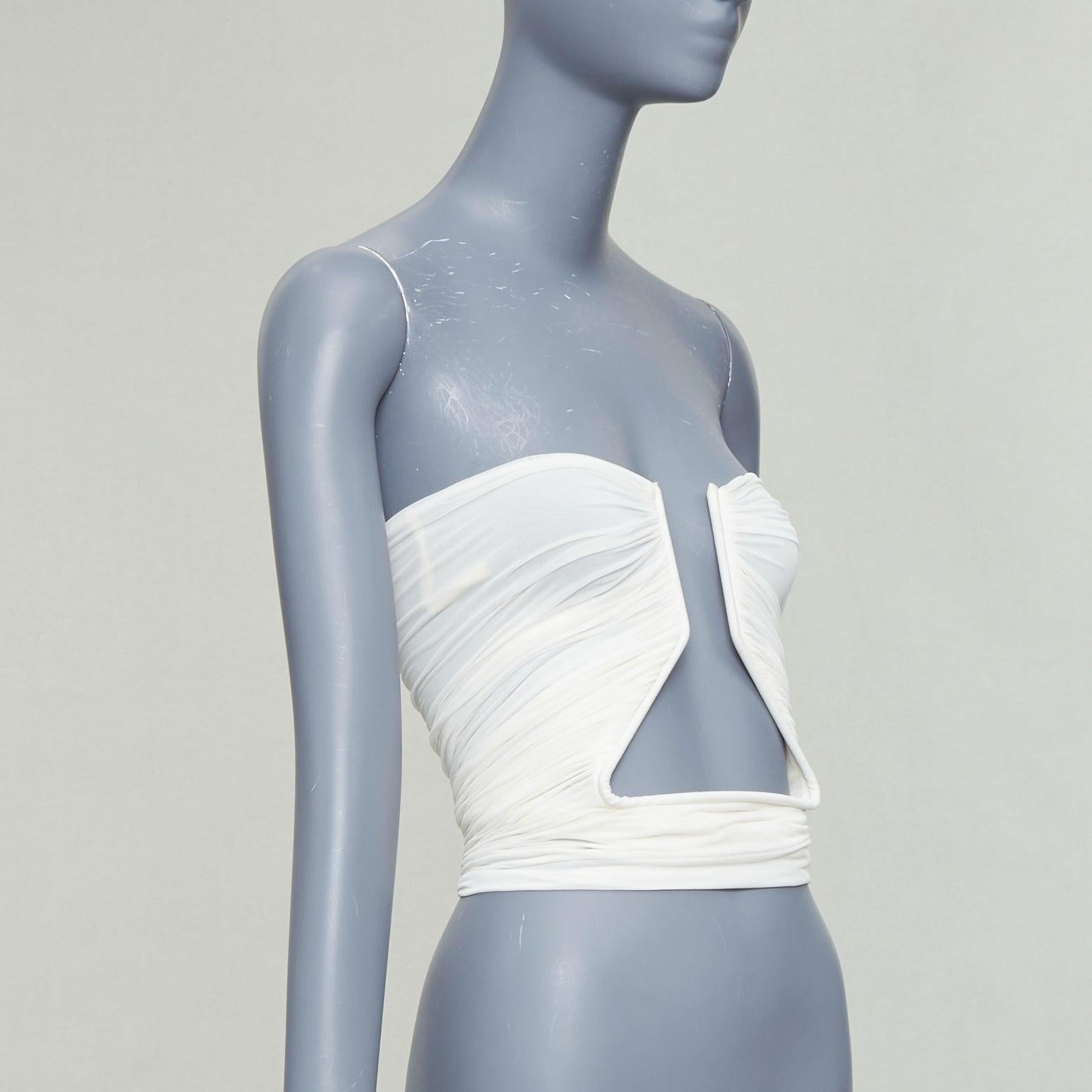 Gray RICK OWENS 2023 Prong milk white cupro blend wired tube top IT38 XS