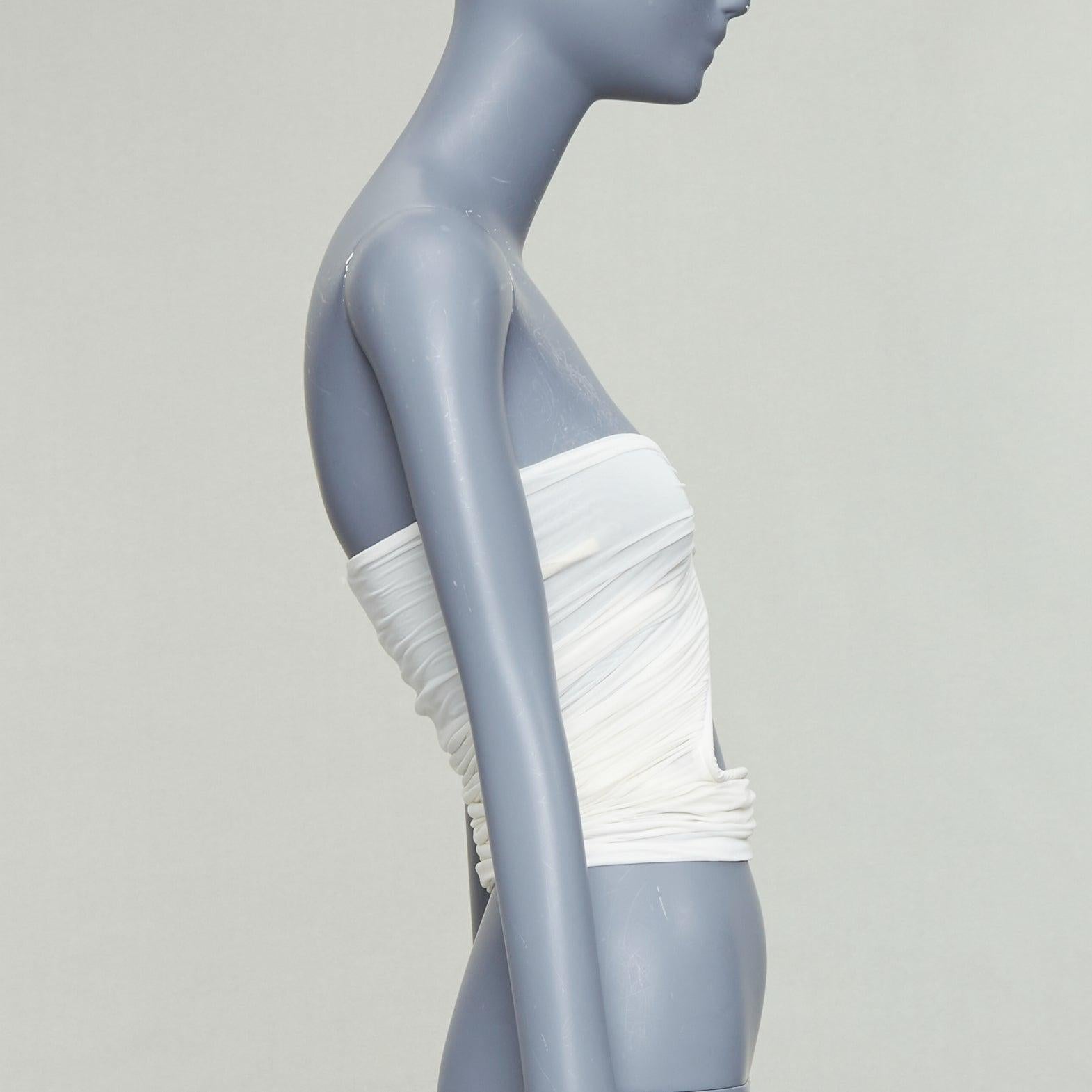 RICK OWENS 2023 Prong milk white cupro blend wired tube top IT38 XS In Good Condition In Hong Kong, NT