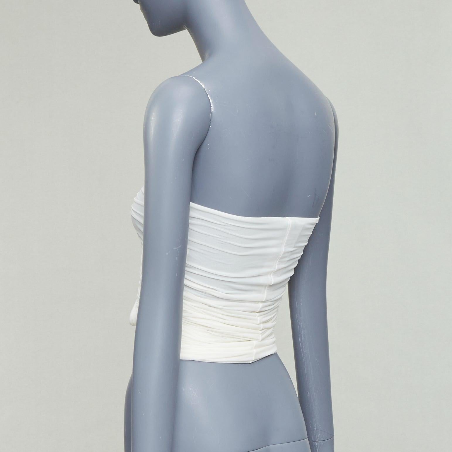 RICK OWENS 2023 Prong milk white cupro blend wired tube top IT38 XS 1