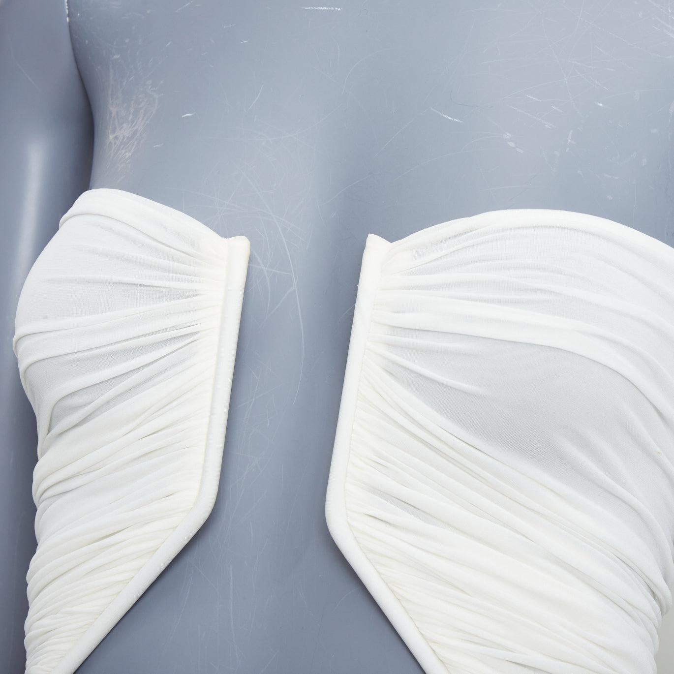 RICK OWENS 2023 Prong milk white cupro blend wired tube top IT38 XS 2