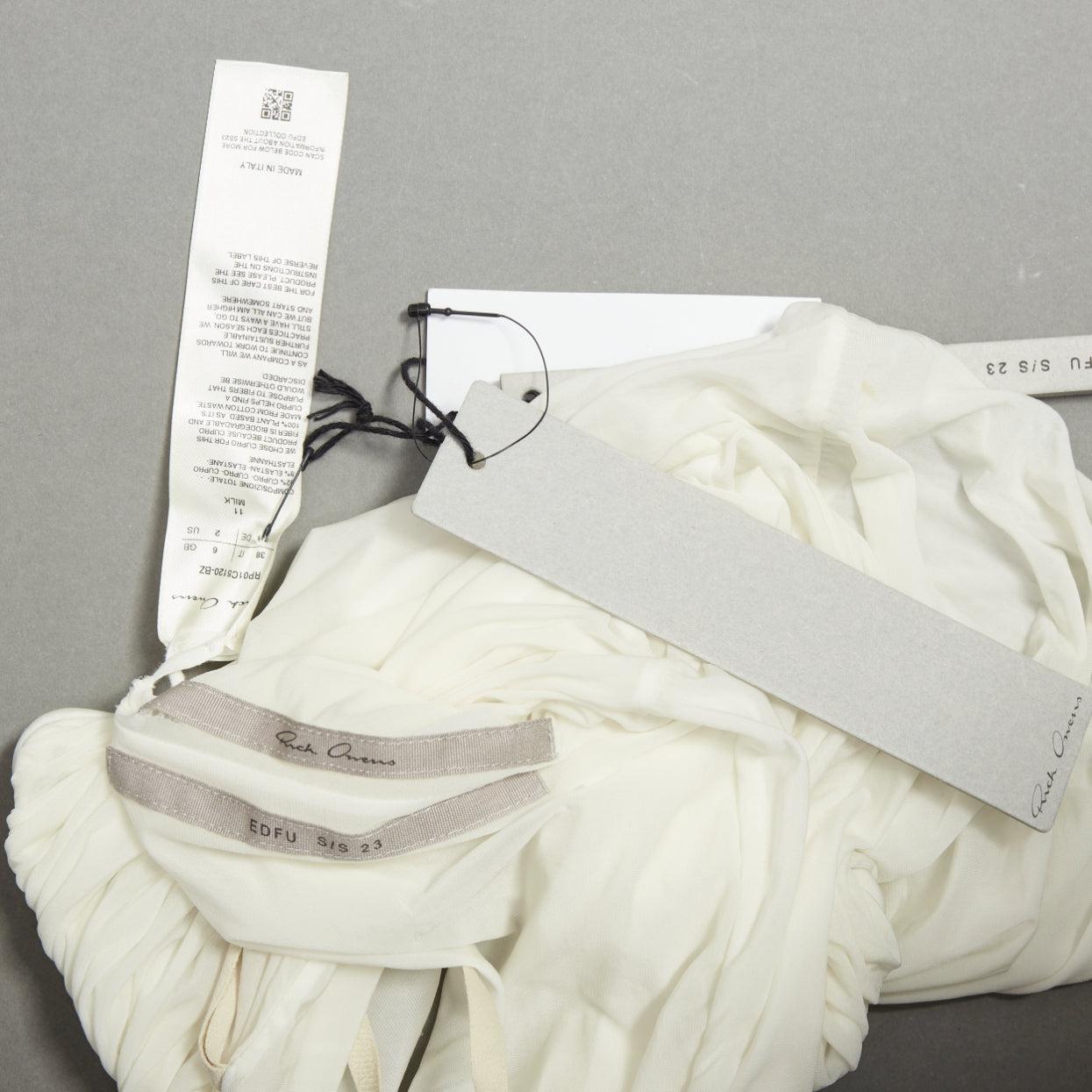 RICK OWENS 2023 Prong milk white cupro blend wired tube top IT38 XS 3