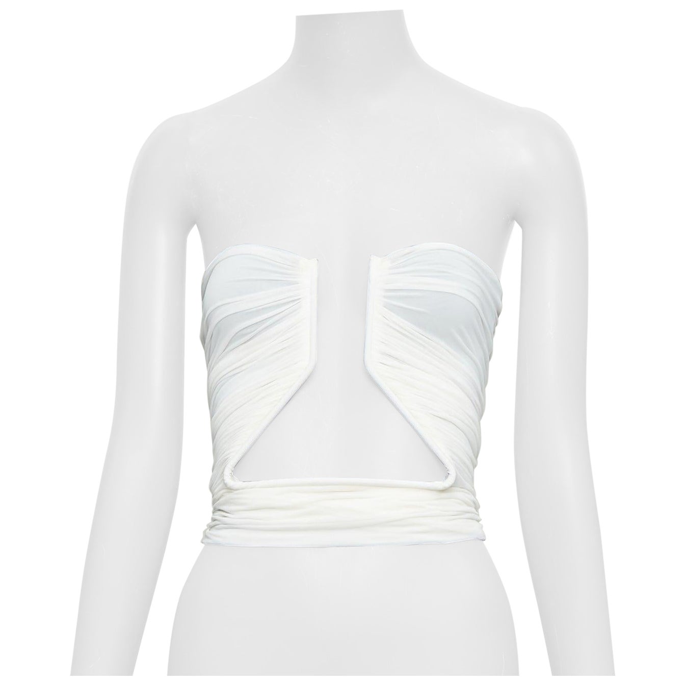RICK OWENS 2023 Prong milk white cupro blend wired tube top IT38 XS