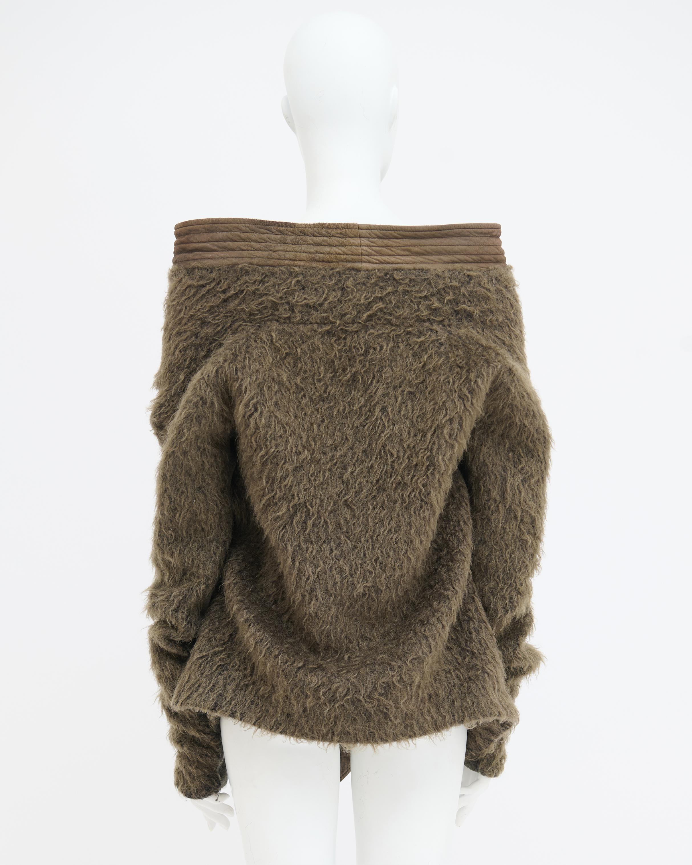 Rick Owens A/H 2007 'EXPLODER' - Veste en cuir d'agneau alpaga vert Excellent état - En vente à Milano, IT