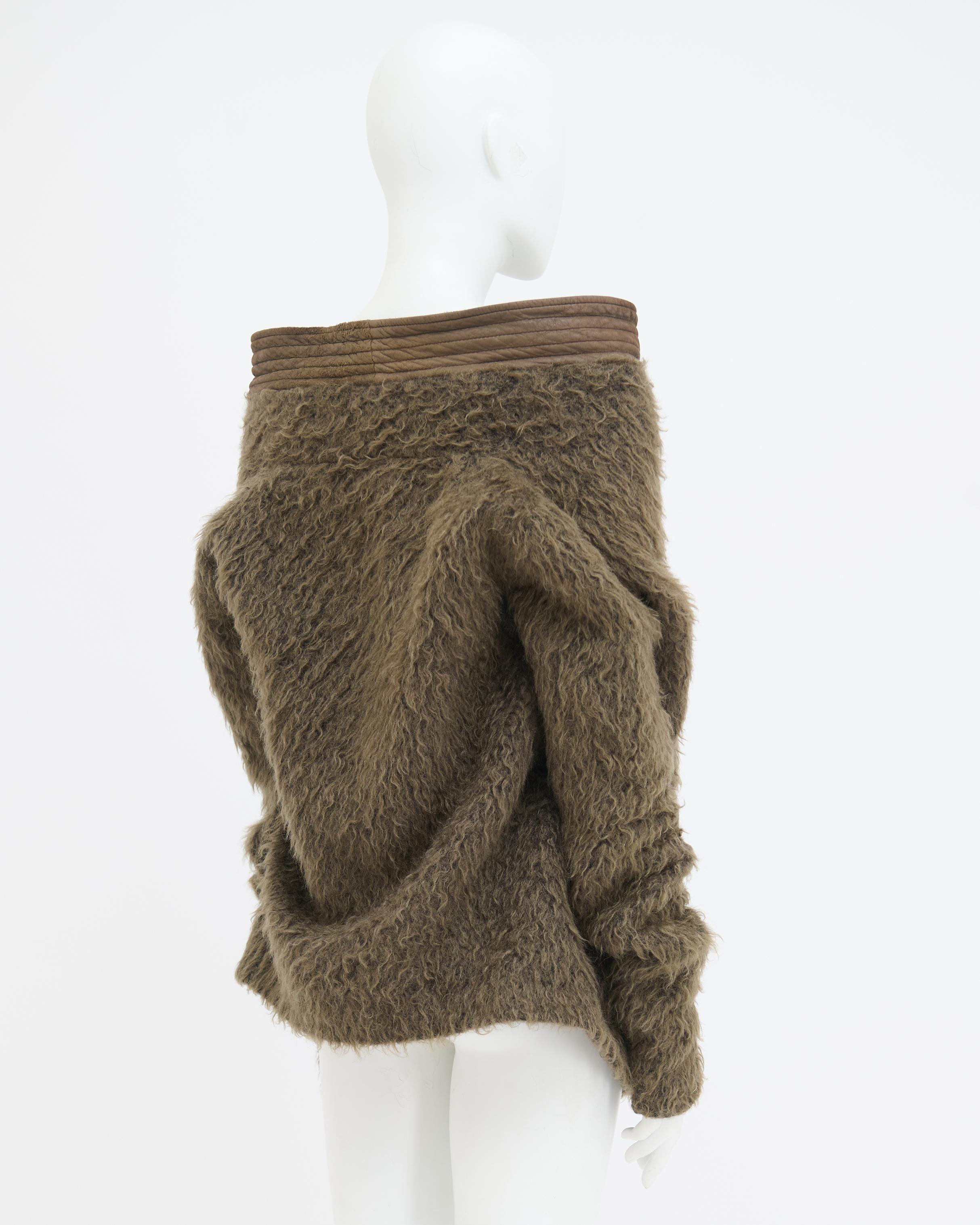 Rick Owens A/H 2007 'EXPLODER' - Veste en cuir d'agneau alpaga vert Pour femmes en vente