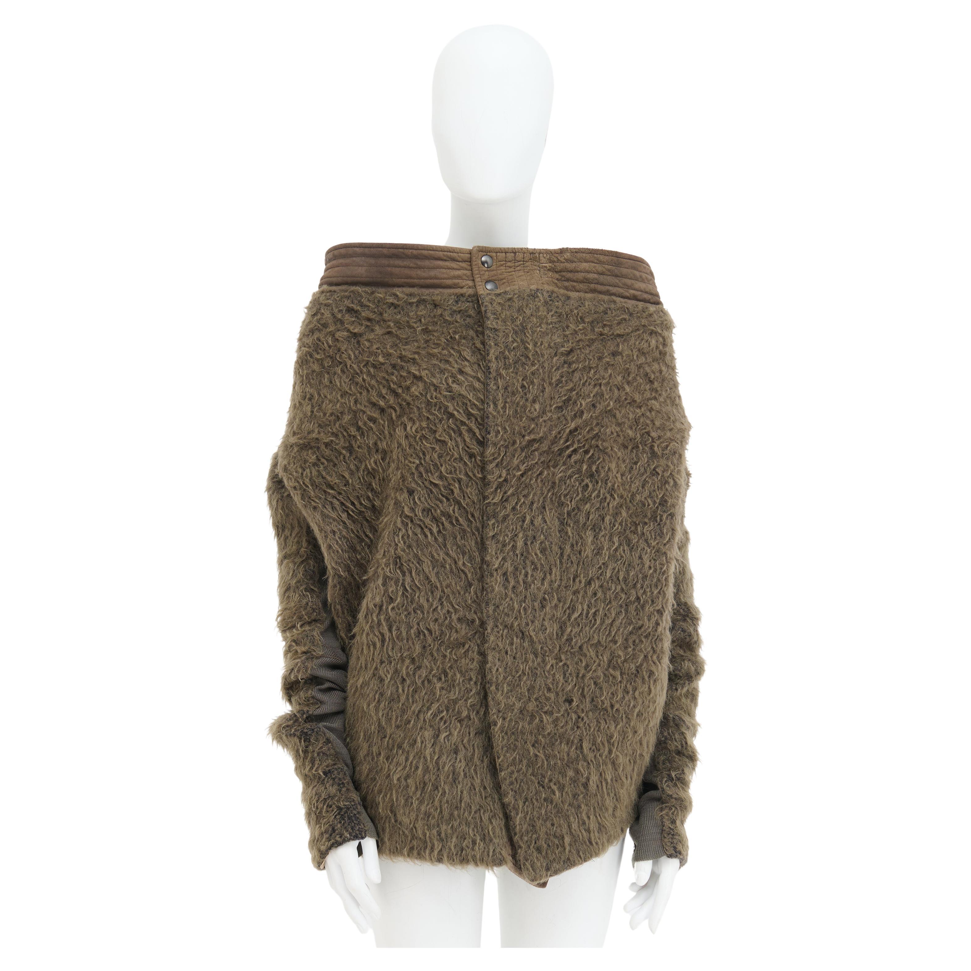 Rick Owens A/H 2007 'EXPLODER' - Veste en cuir d'agneau alpaga vert en vente