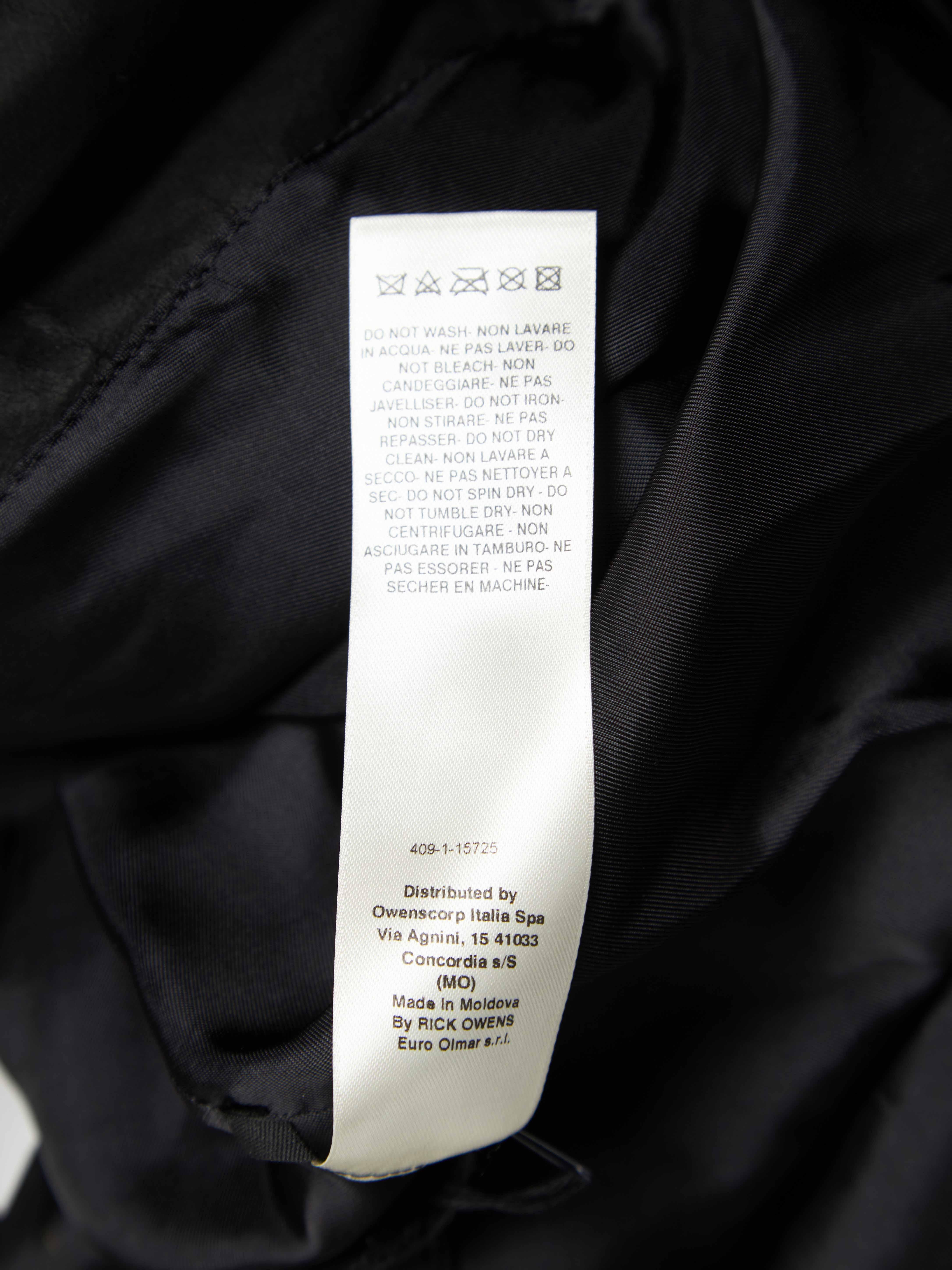 Black Rick Owens  Acid Leather Blistered Crinkled Knife Coat For Sale