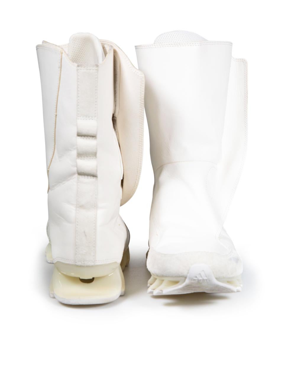 Rick Owens Adidas x Rick Owens - Bottes Springblade en cuir blanc, taille UK 6 Bon état - En vente à London, GB