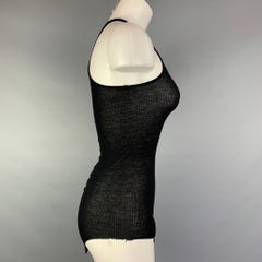 RICK OWENS ANTHEM S/S 11 Size 6 Black Viscose / Silk Curved Hem Tank Top