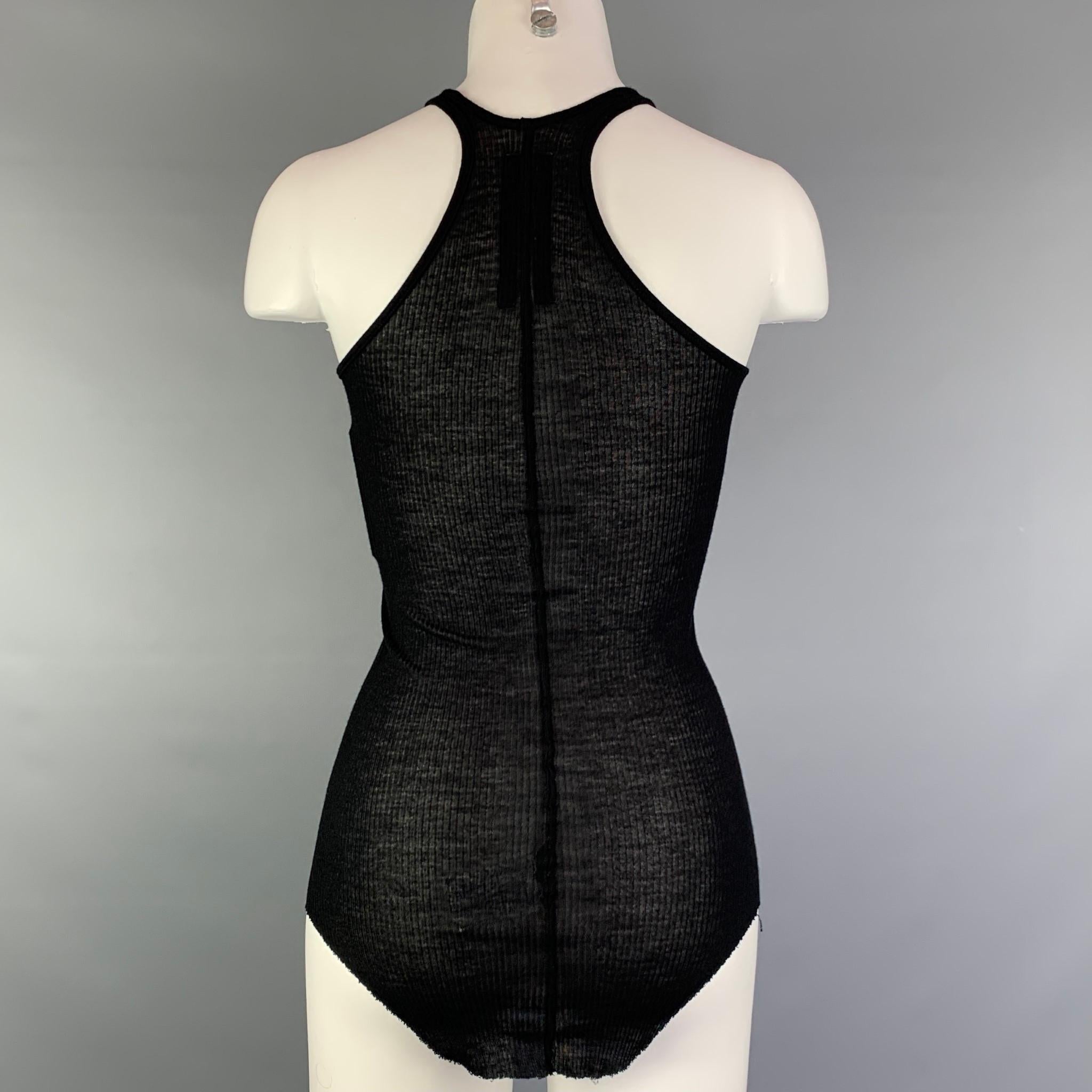 RICK OWENS ANTHEM S/S 11 Size 6 Black Viscose / Silk Curved Hem Tank Top In Good Condition In San Francisco, CA