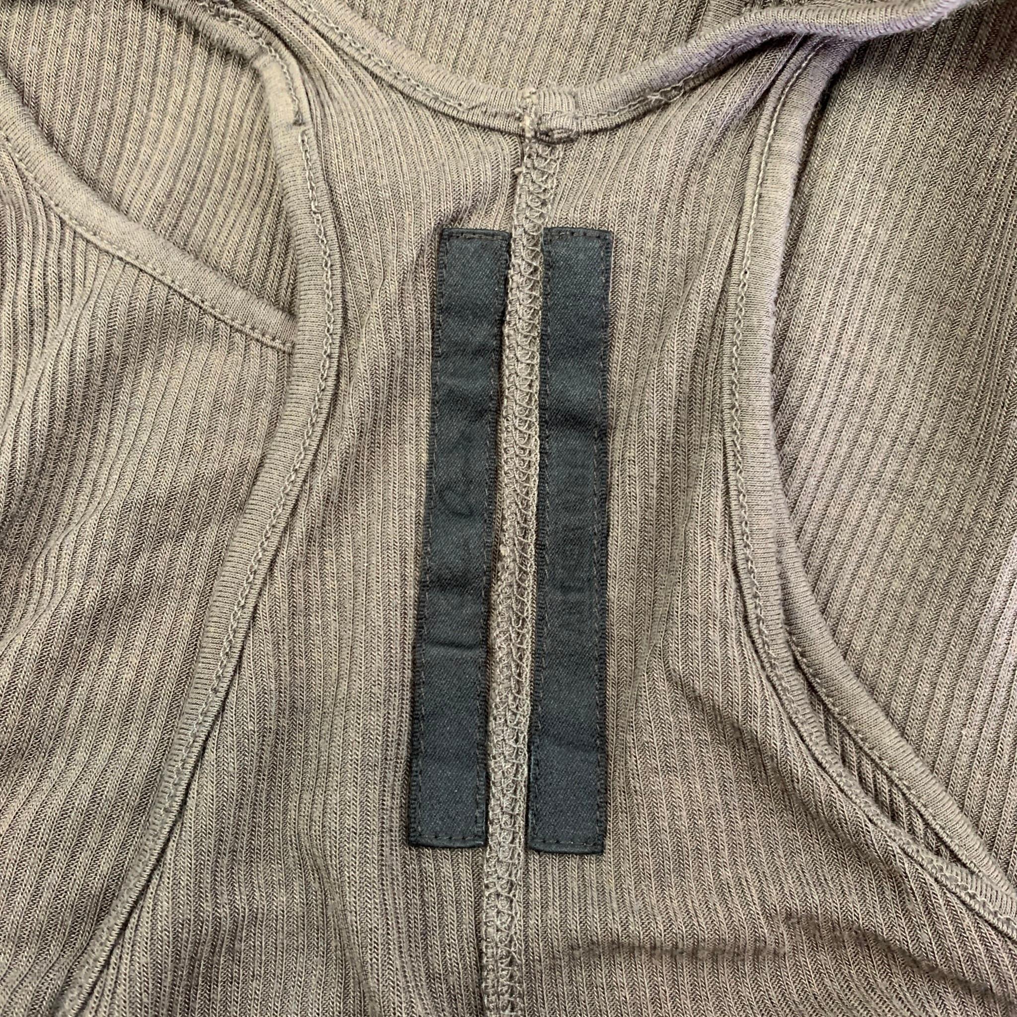 RICK OWENS ANTHEM S/S 11 Size 6 Taupe Viscose / Silk Curved Hem Tank Top In Good Condition In San Francisco, CA