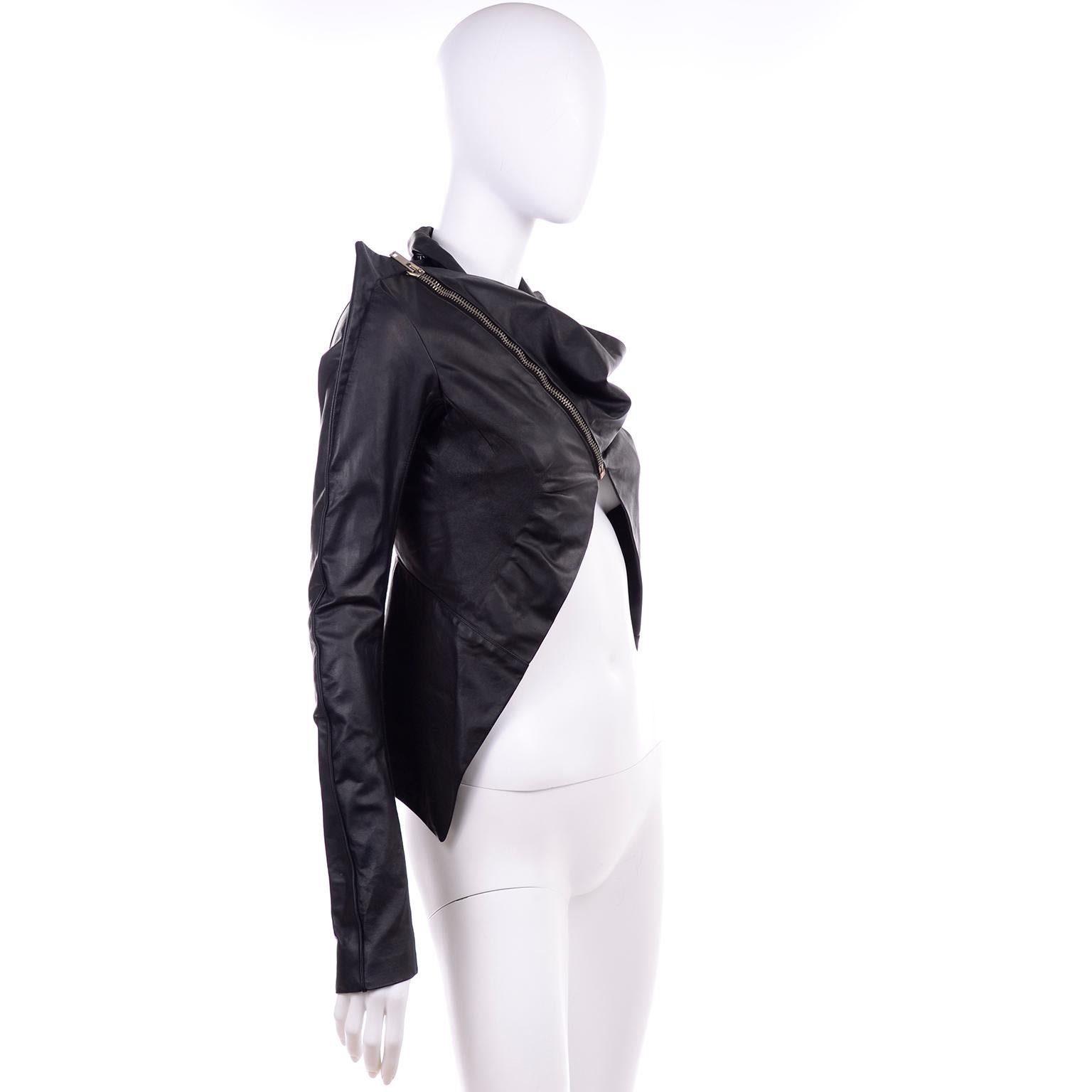 rick owens asymmetric leather jacket