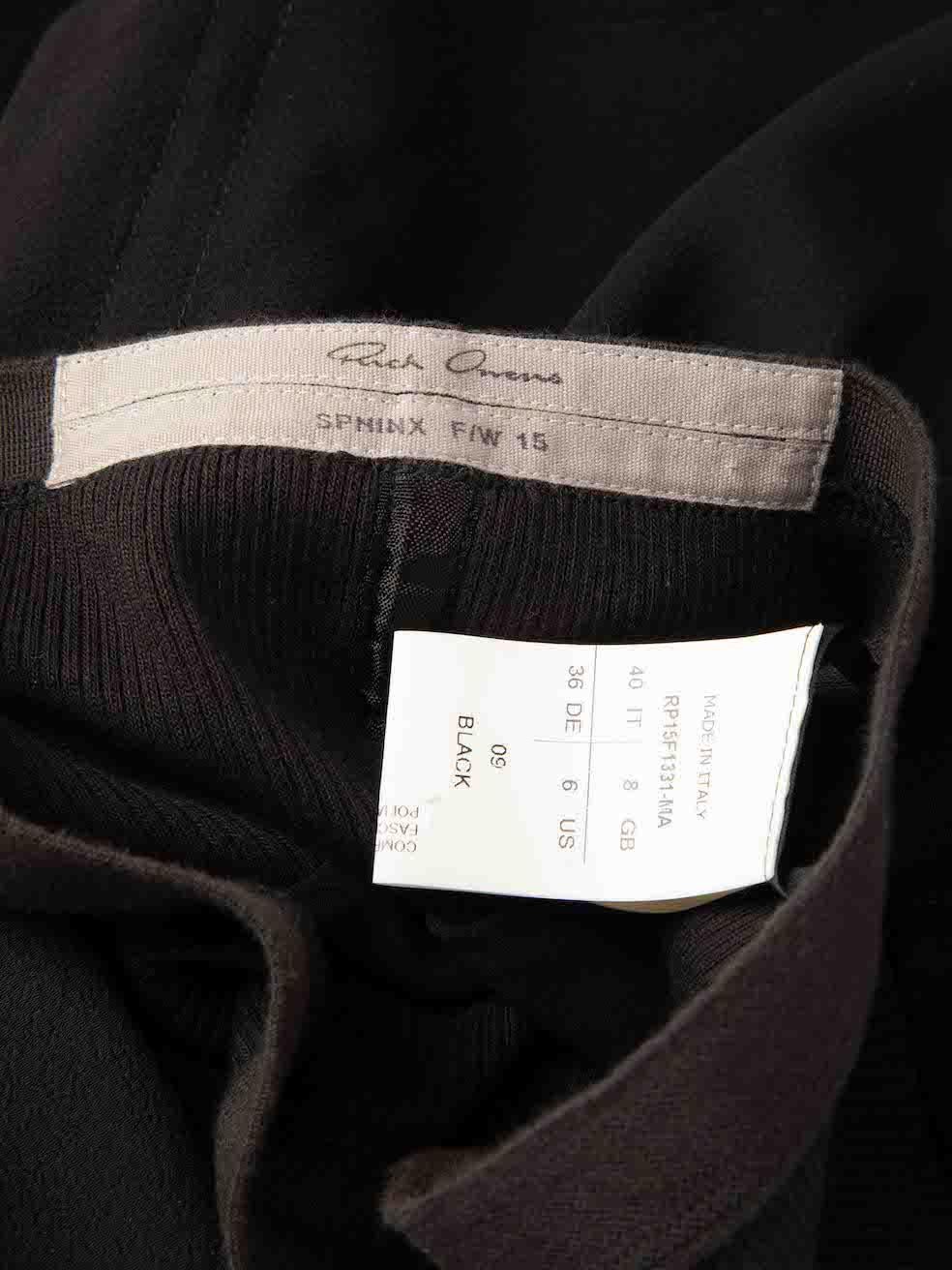 Rick Owens AW 15 Black Asymmetric Drape Midi Skirt Size S For Sale 1