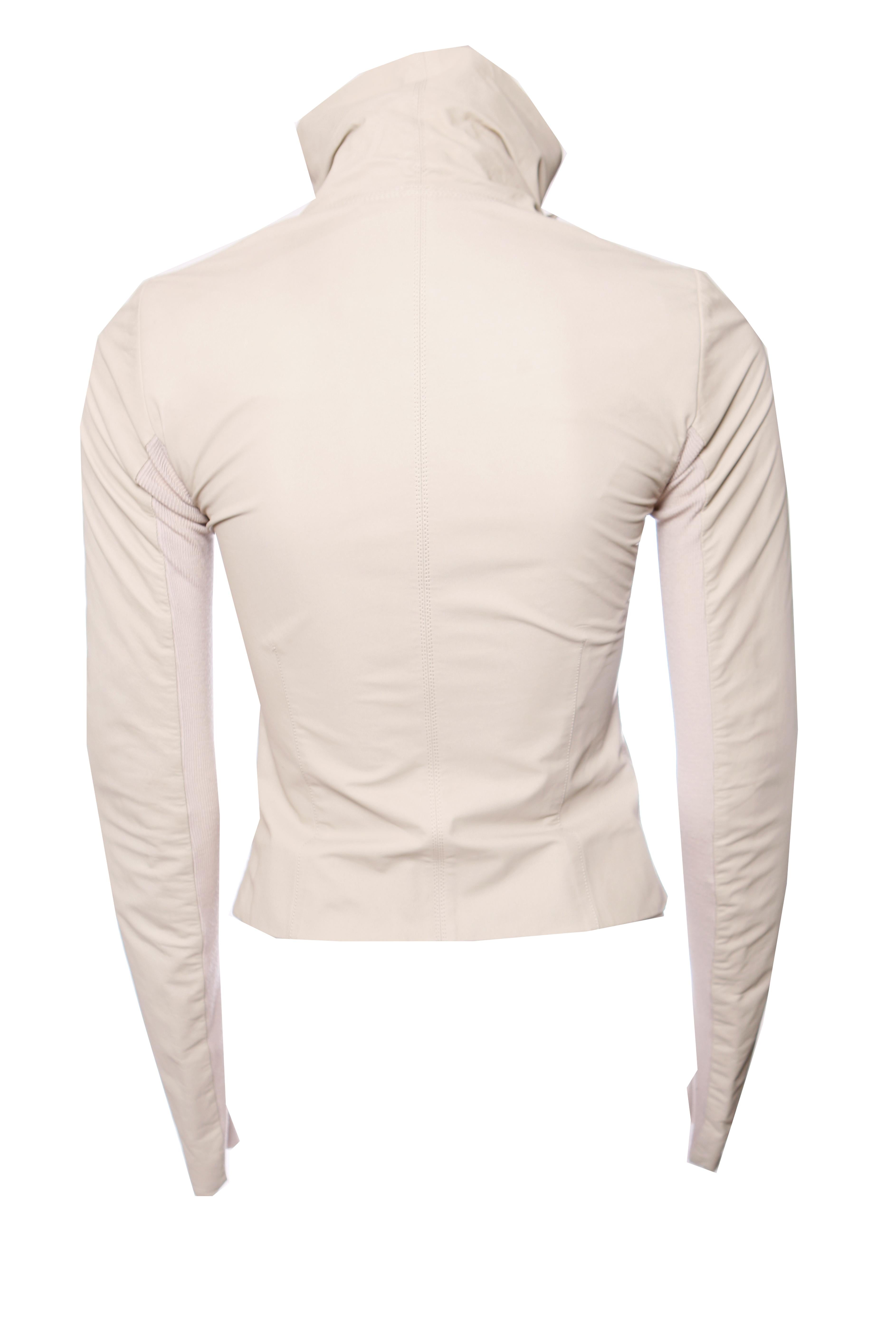 Rick Owens, Beige calf leather jacket In New Condition For Sale In AMSTERDAM, NL