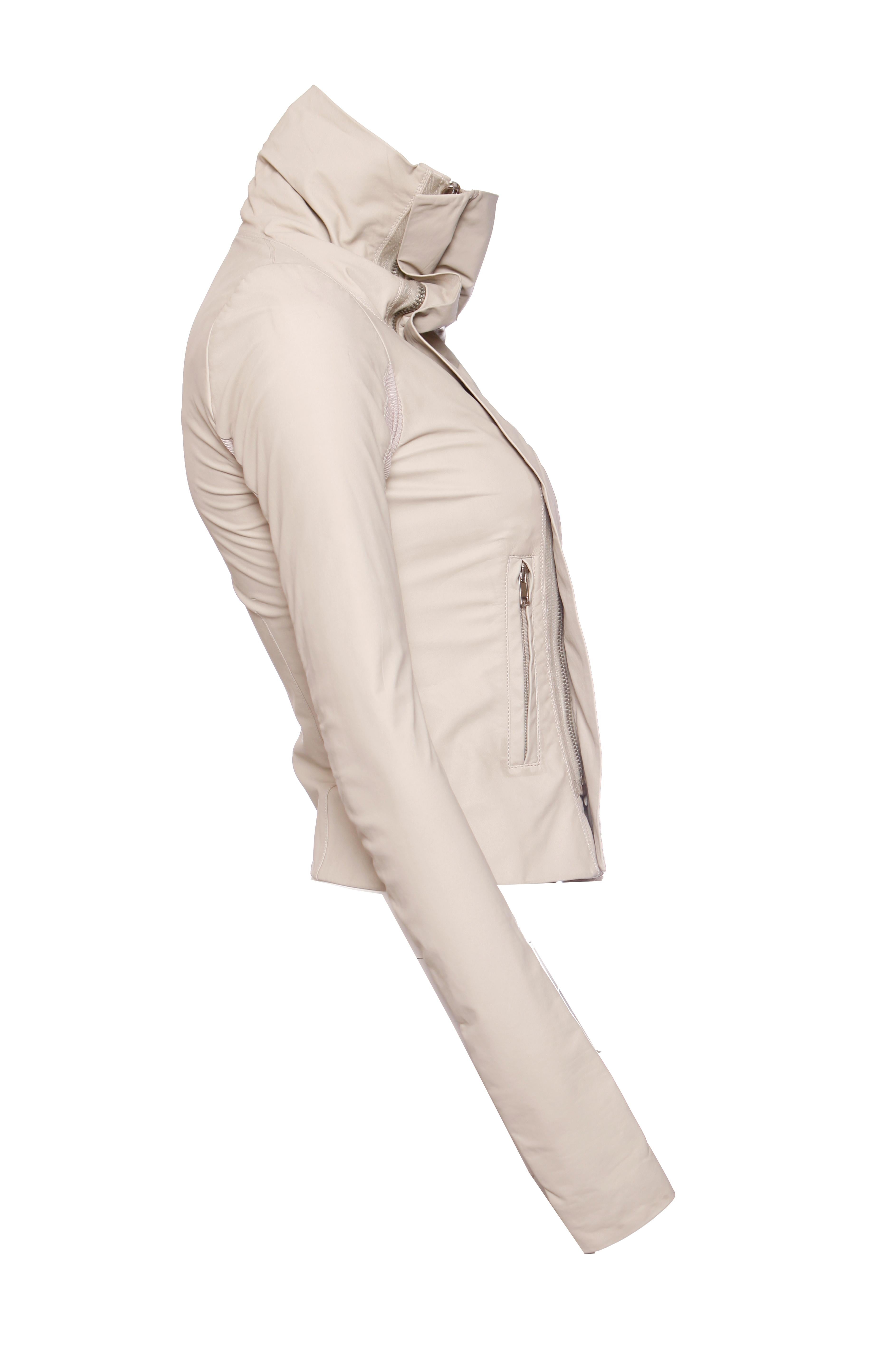 Women's Rick Owens, Beige calf leather jacket For Sale