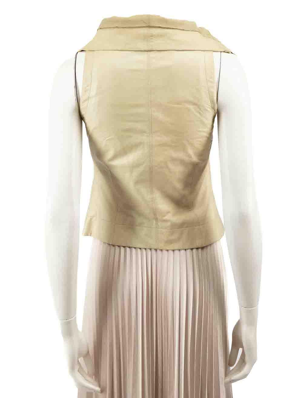 Rick Owens Beige Leather Full-Zip Vest Size S In Good Condition For Sale In London, GB