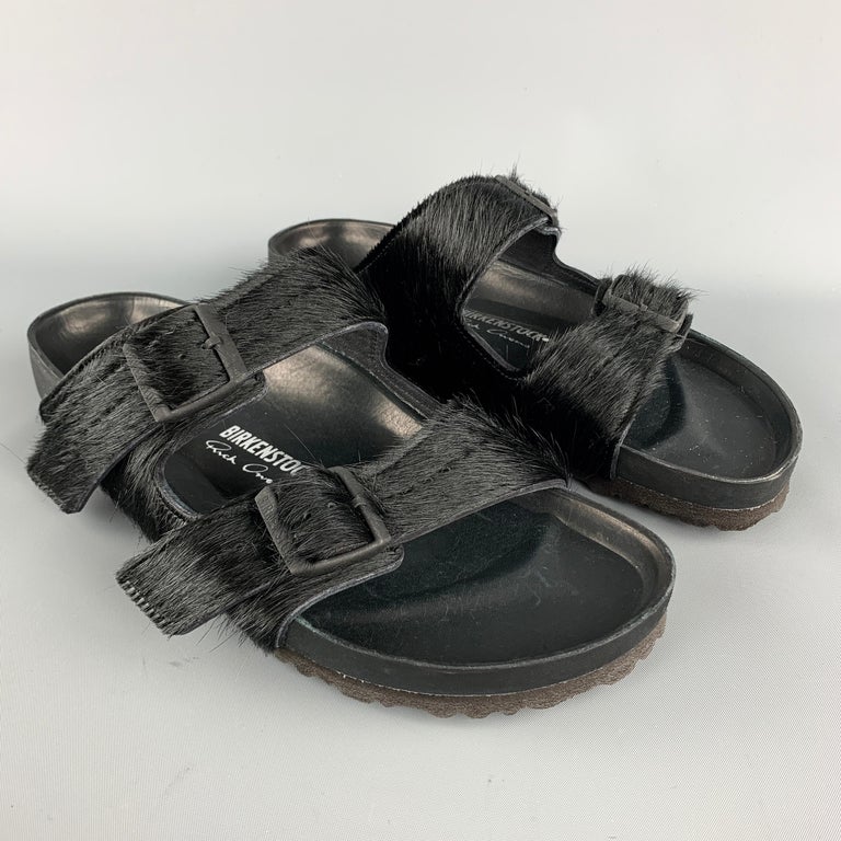 OWENS BIRKENSTOCK Size 11 Black Textured Pony Belted Sandals