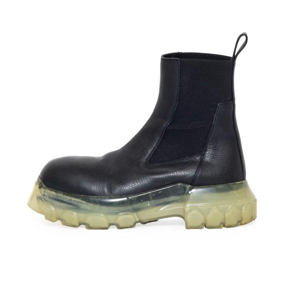 Rick Owens Black and Transparent Beatle Bozo Tractor Boots Size 38 (Spring 2021) For Sale 1