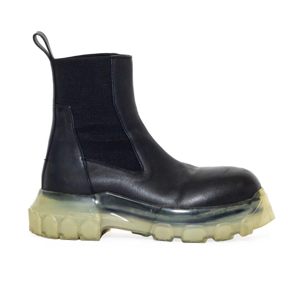 Rick Owens Black and Transparent Beatle Bozo Tractor Boots Size 38 (Spring 2021) For Sale 2